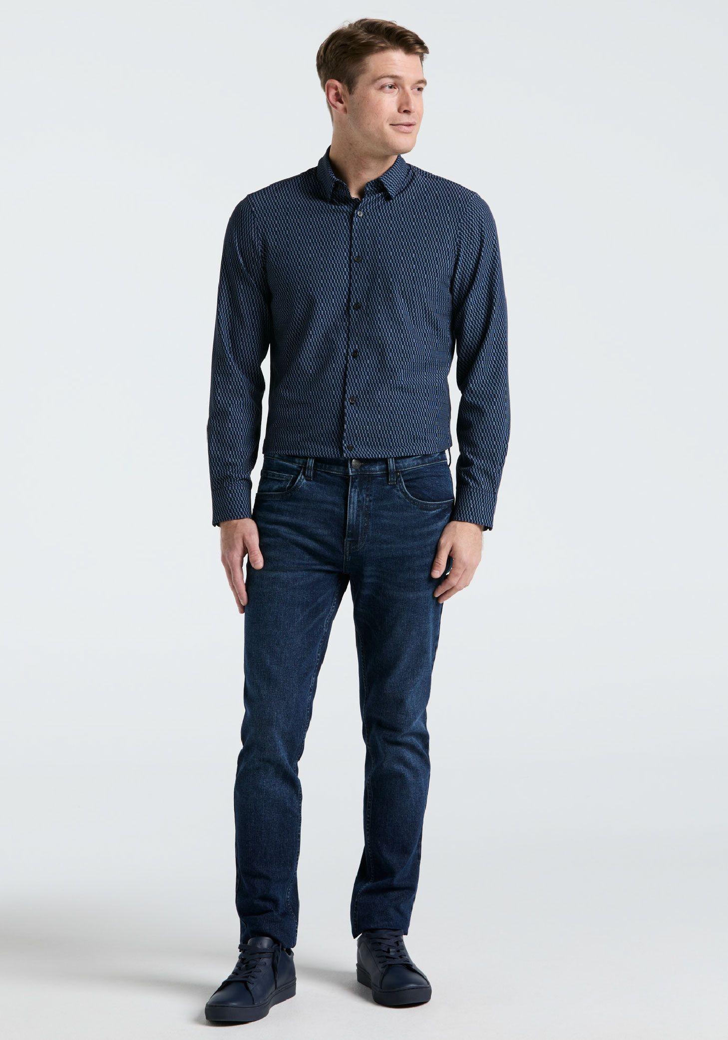 Camisa Hombre Total Stretch Estampada Navy 4KMW7030-3
