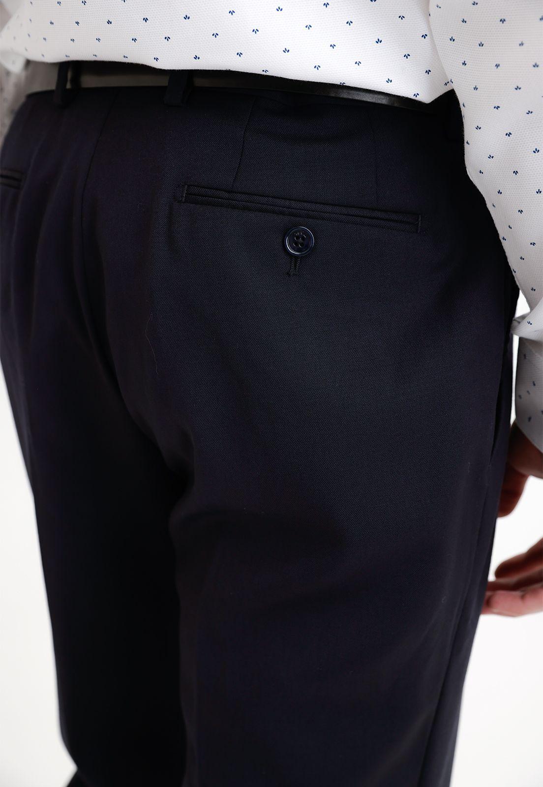Pantalón Formal Hombre Lana S100'S Liso Regular Mix&Color Azul-2