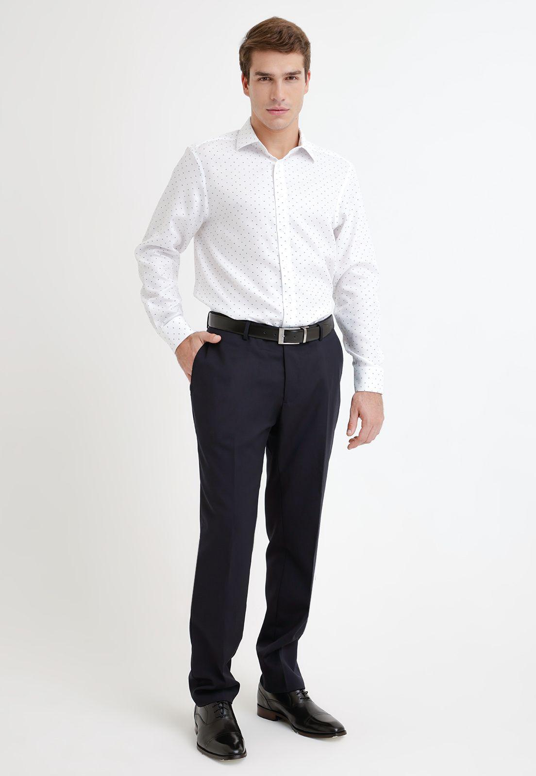 Pantalón Formal Hombre Lana S100'S Liso Regular Mix&Color Azul-3