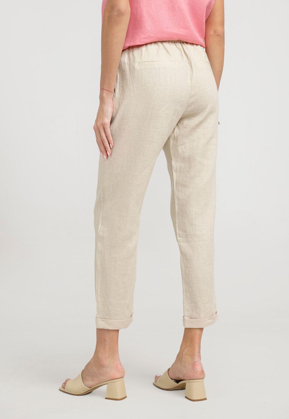 Pantalón Mujer Clara Lino Beige-1