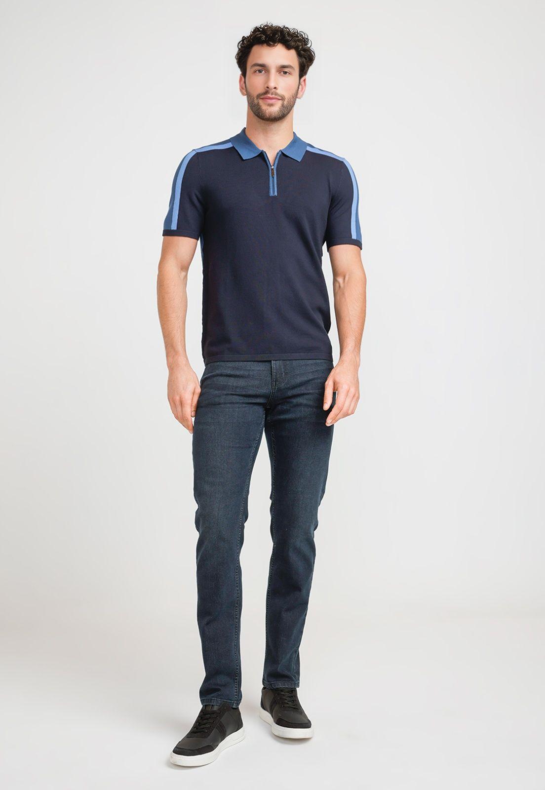 Polera Hombre Polo Knit con Cierre Navy-3