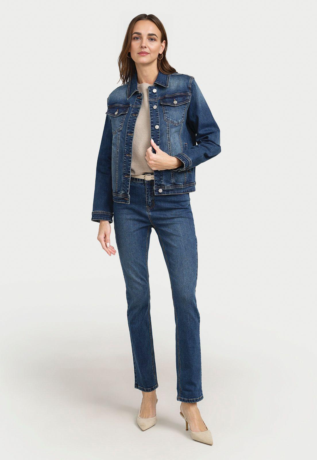 Chaqueta Mujer Cromita Algodón Azul-3