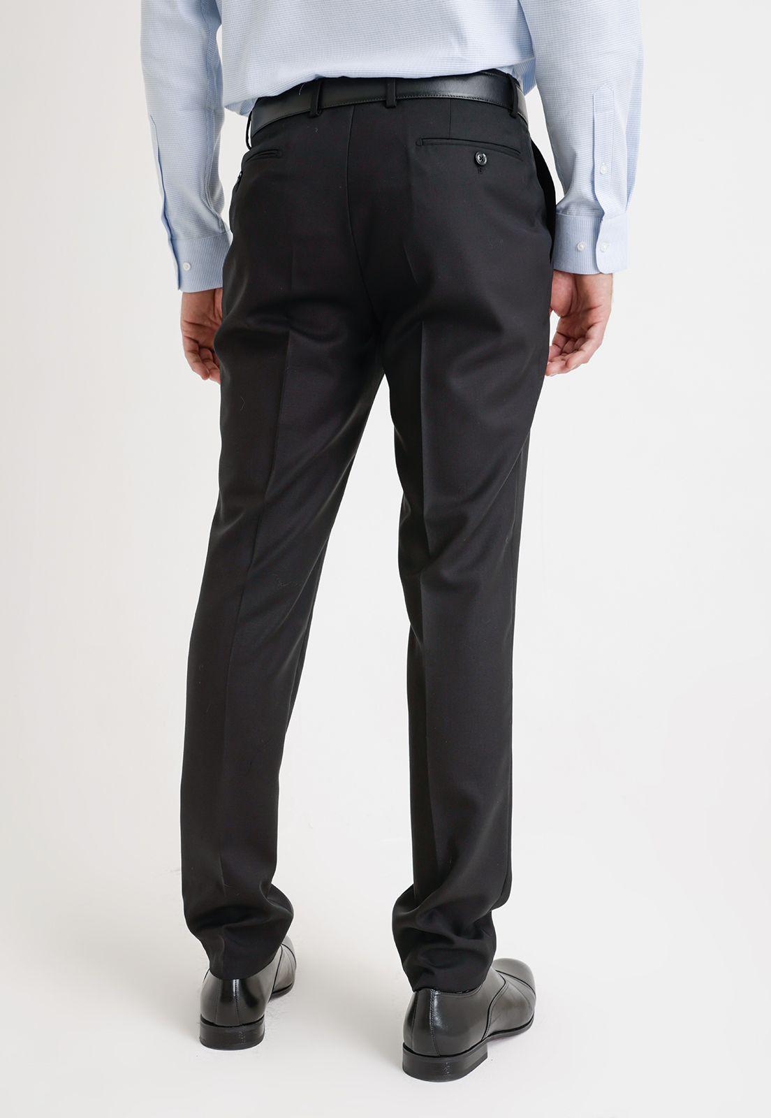 Pantalón Formal Hombre Lana S100'S Liso Slim Perfect Suit Negro-1