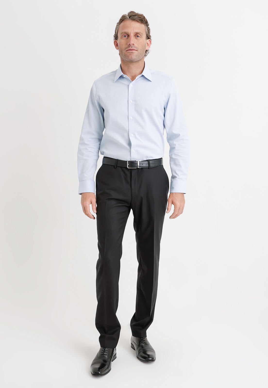 Pantalón Formal Hombre Lana S100'S Liso Slim Perfect Suit Negro-3