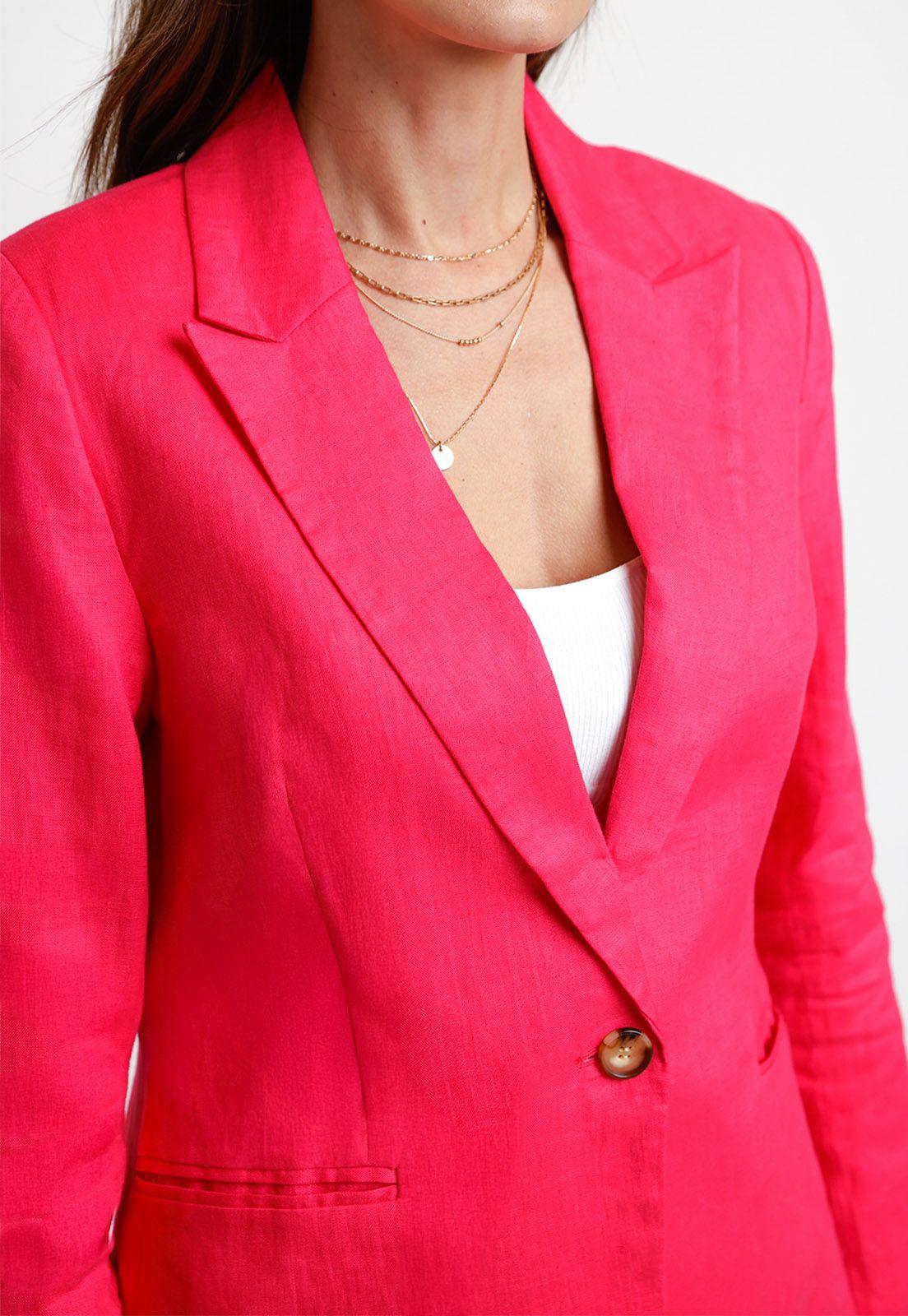 Chaqueta De Mujer Modelo Celine Color Fucsia-2