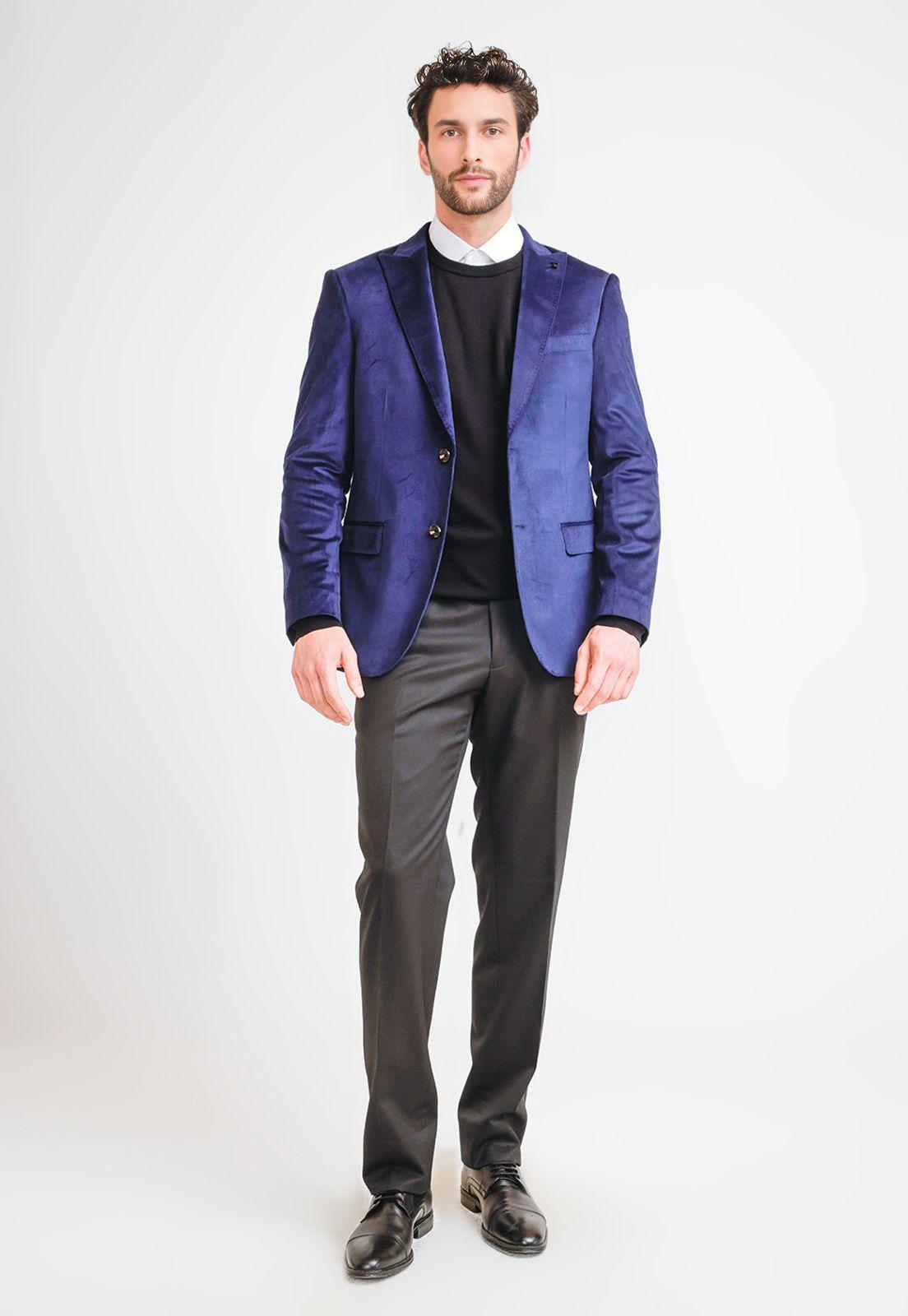 Chaqueta Hombre Formal Terciopelo Slim Executive Azul Marino-3