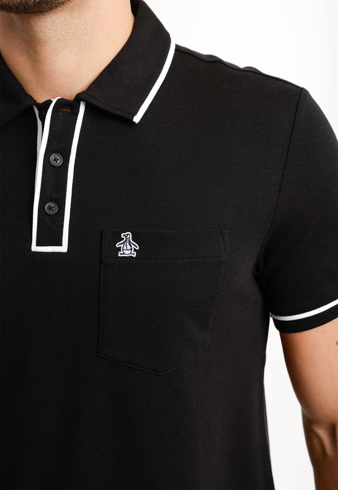 Polera Hombre Polo Manga Corta Negra OPKB0690-2