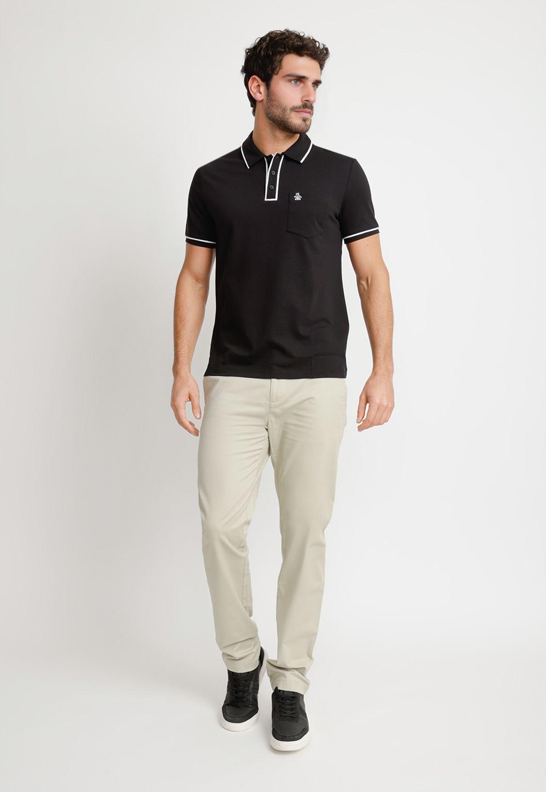 Polera Hombre Polo Manga Corta Negra OPKB0690-3