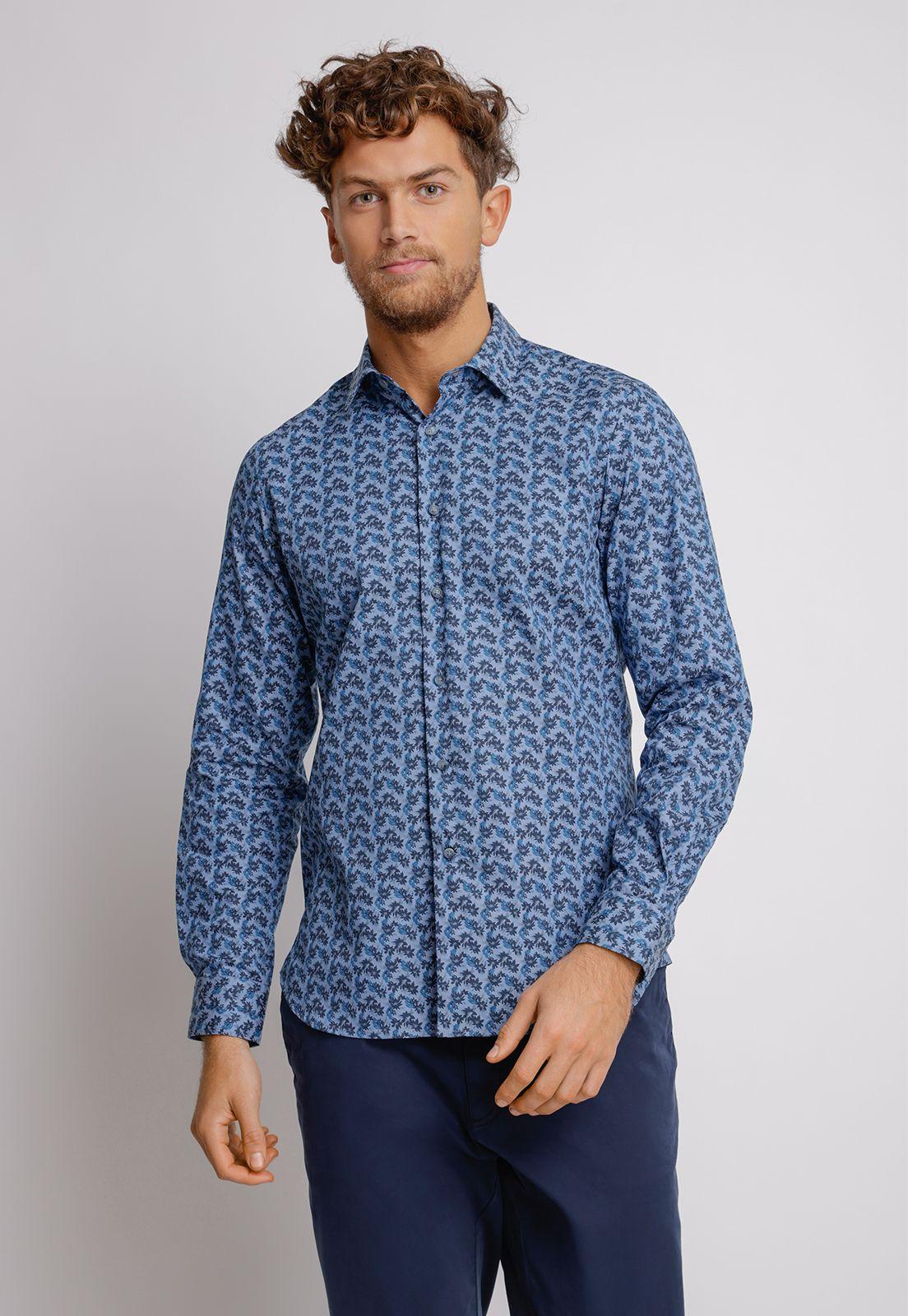 Camisa  Hombre Slim Fit Europe Algodón Índigo-0