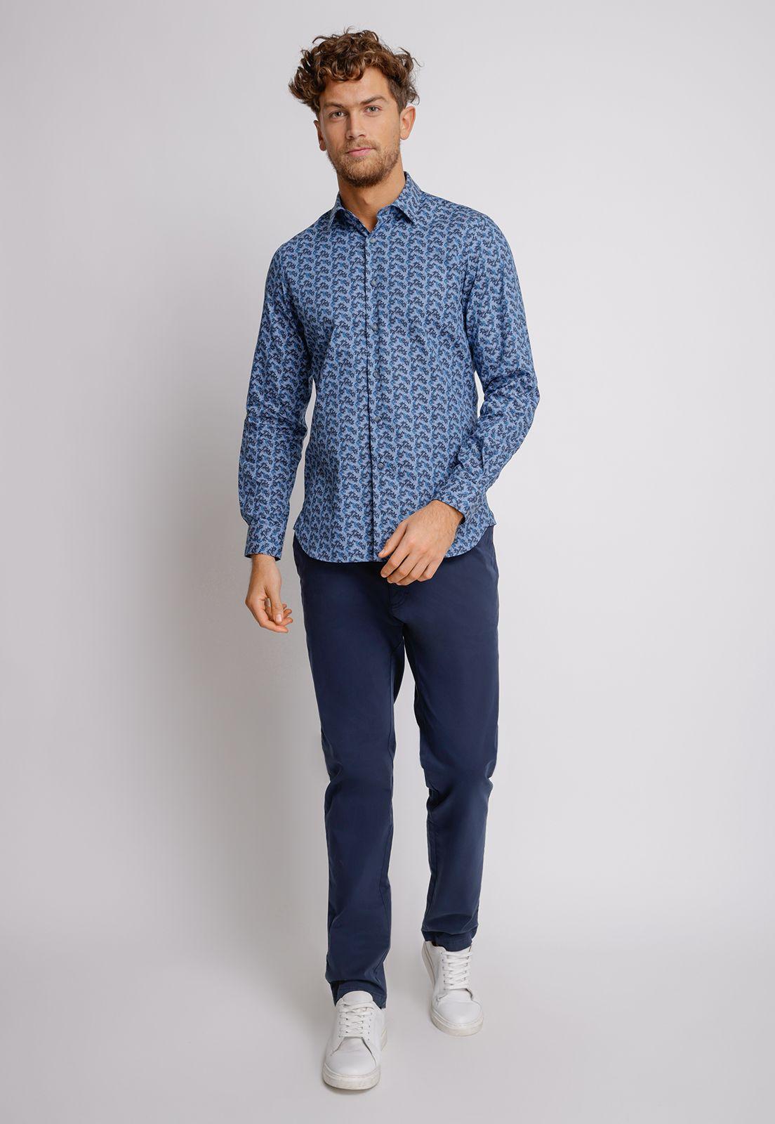 Camisa  Hombre Slim Fit Europe Algodón Índigo-3