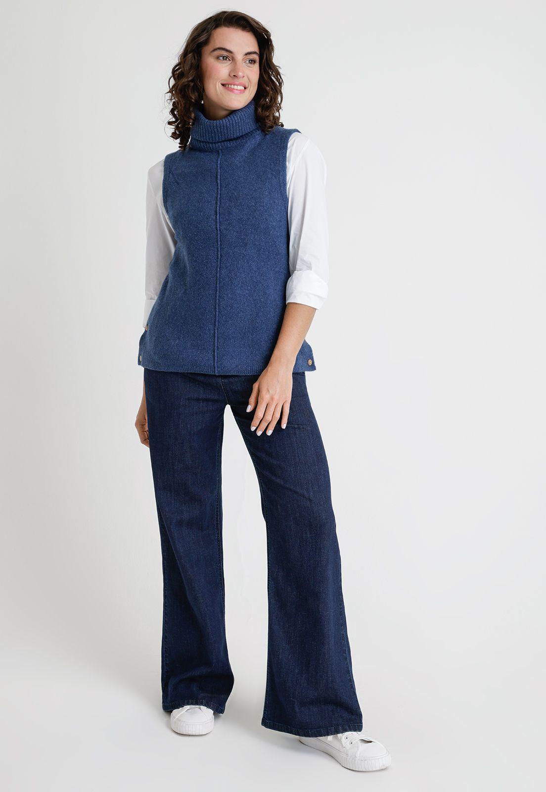 Tejido De Mujer Modelo Campanilla Color Azul-3