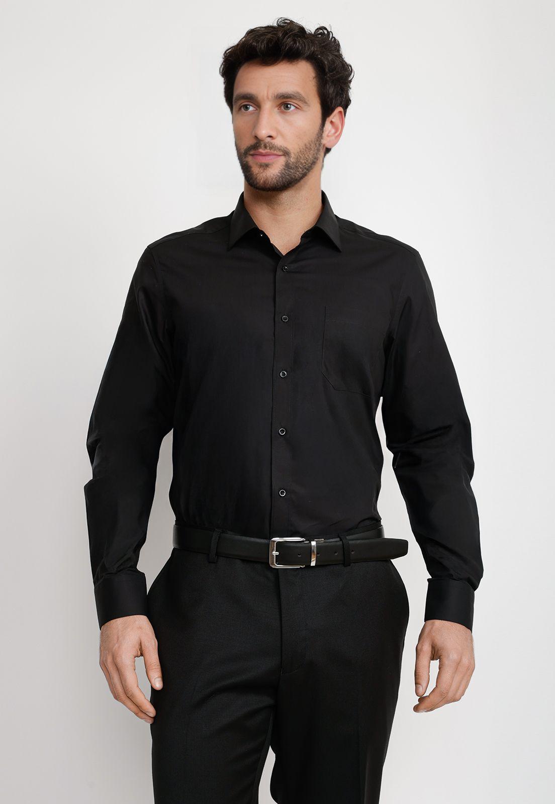 Camisa Hombre Formal Popelina Classic Negro-0