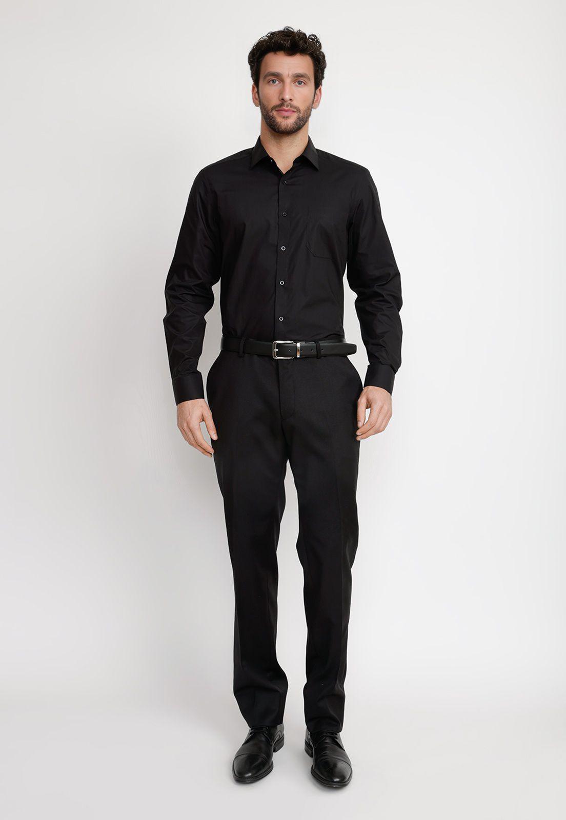 Camisa Hombre Formal Popelina Classic Negro-3