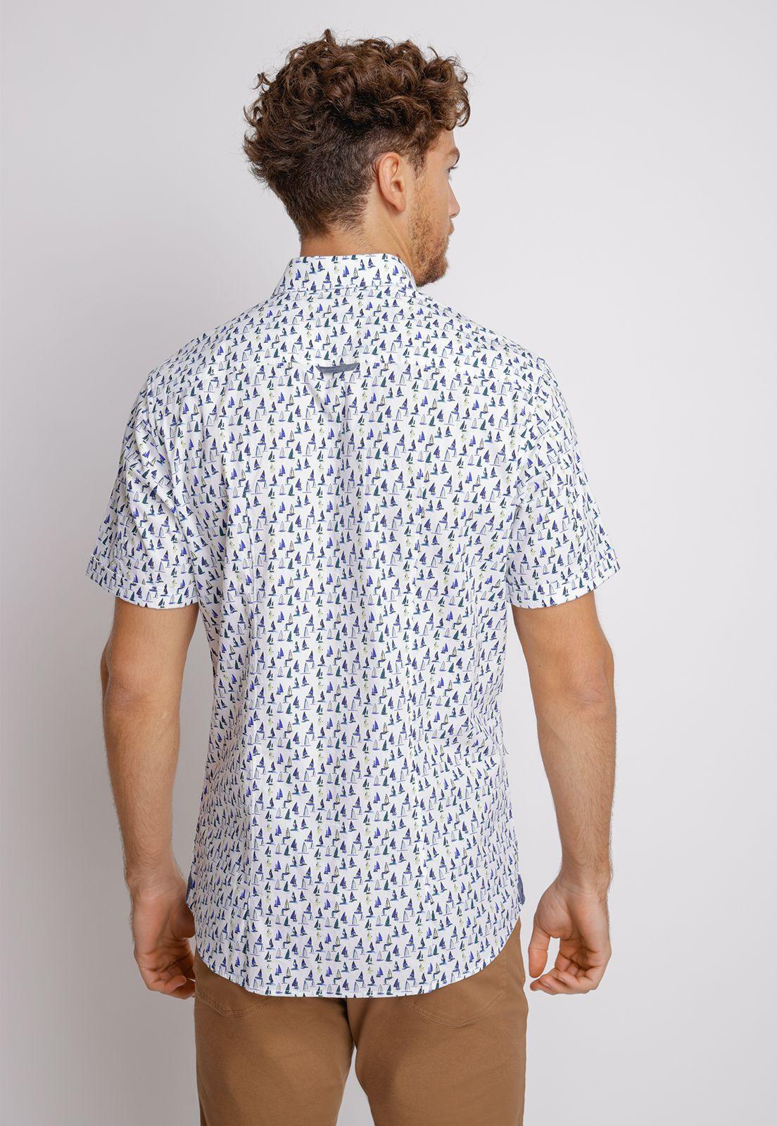 Camisa Manga Corta hombre Relaxed fit Birds Algodón Blanco-1