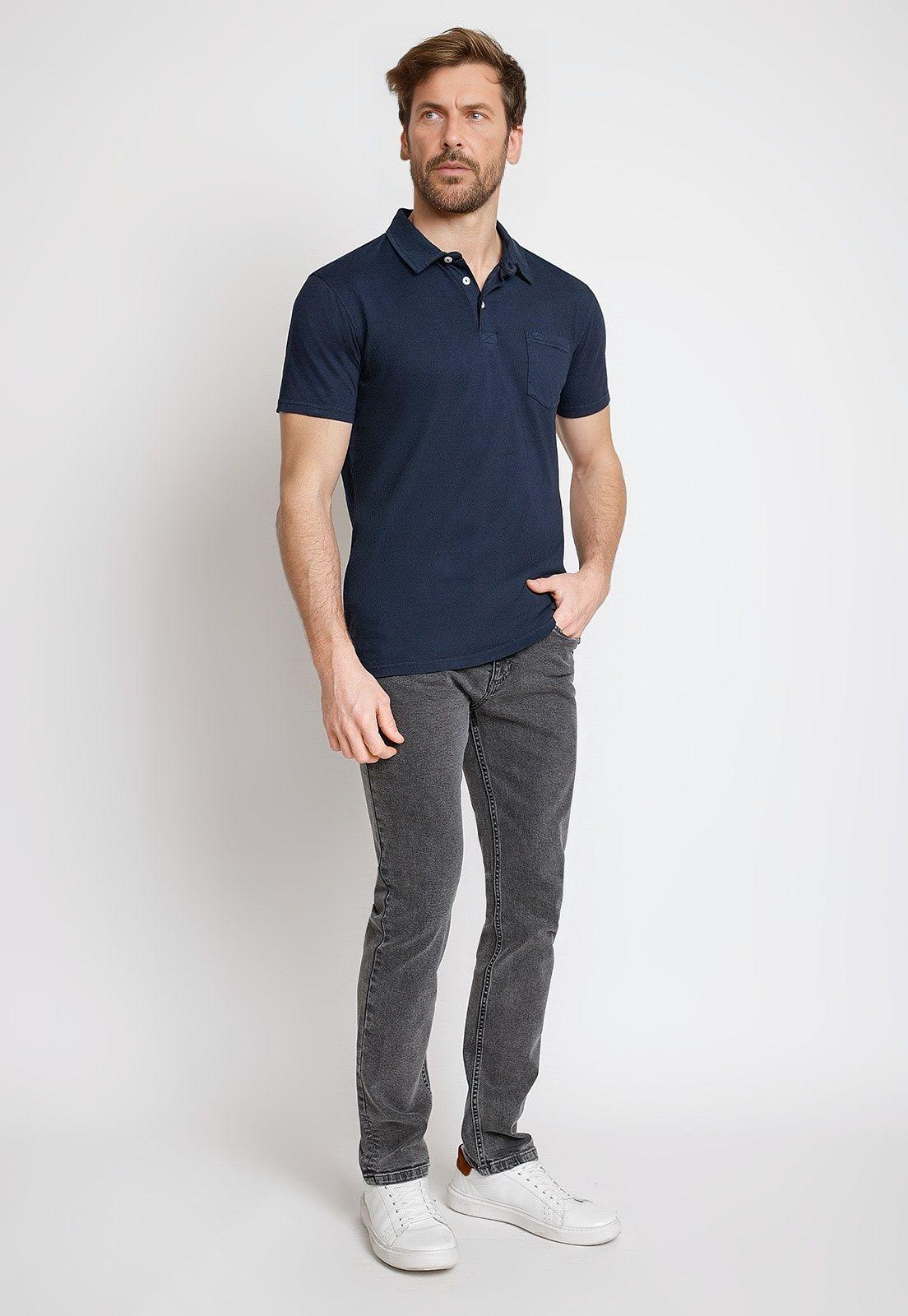 Polera Hombre Algodón Polo Slim Marc Azul Marino-3