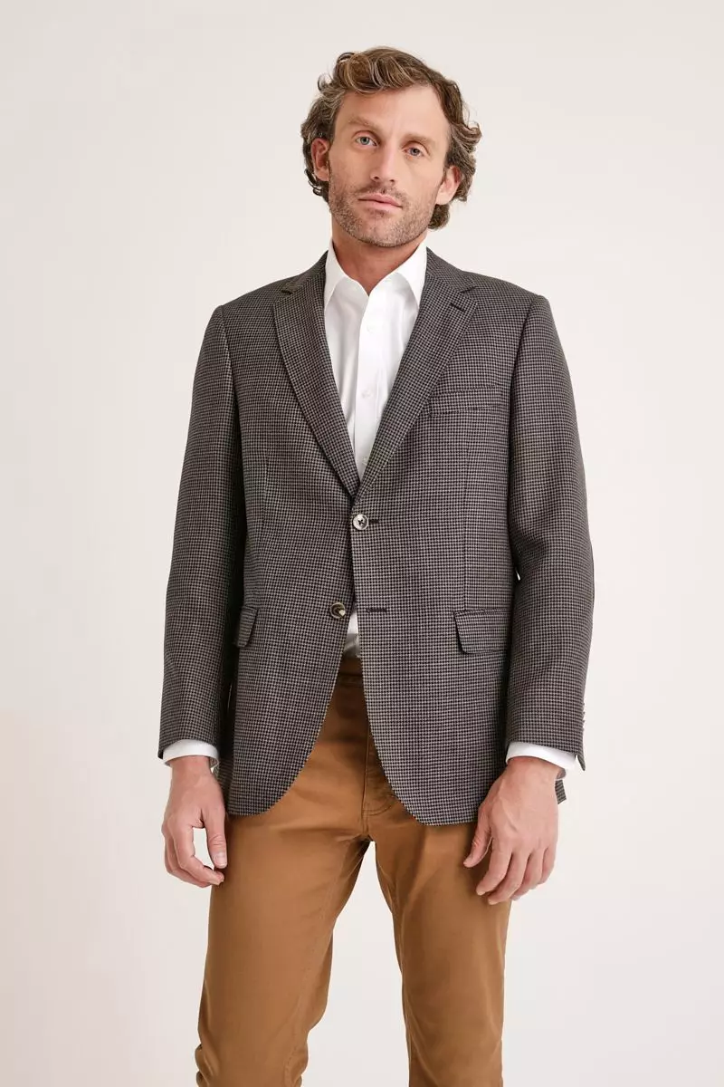 Chaqueta Formal Hombre microcuadros café-0