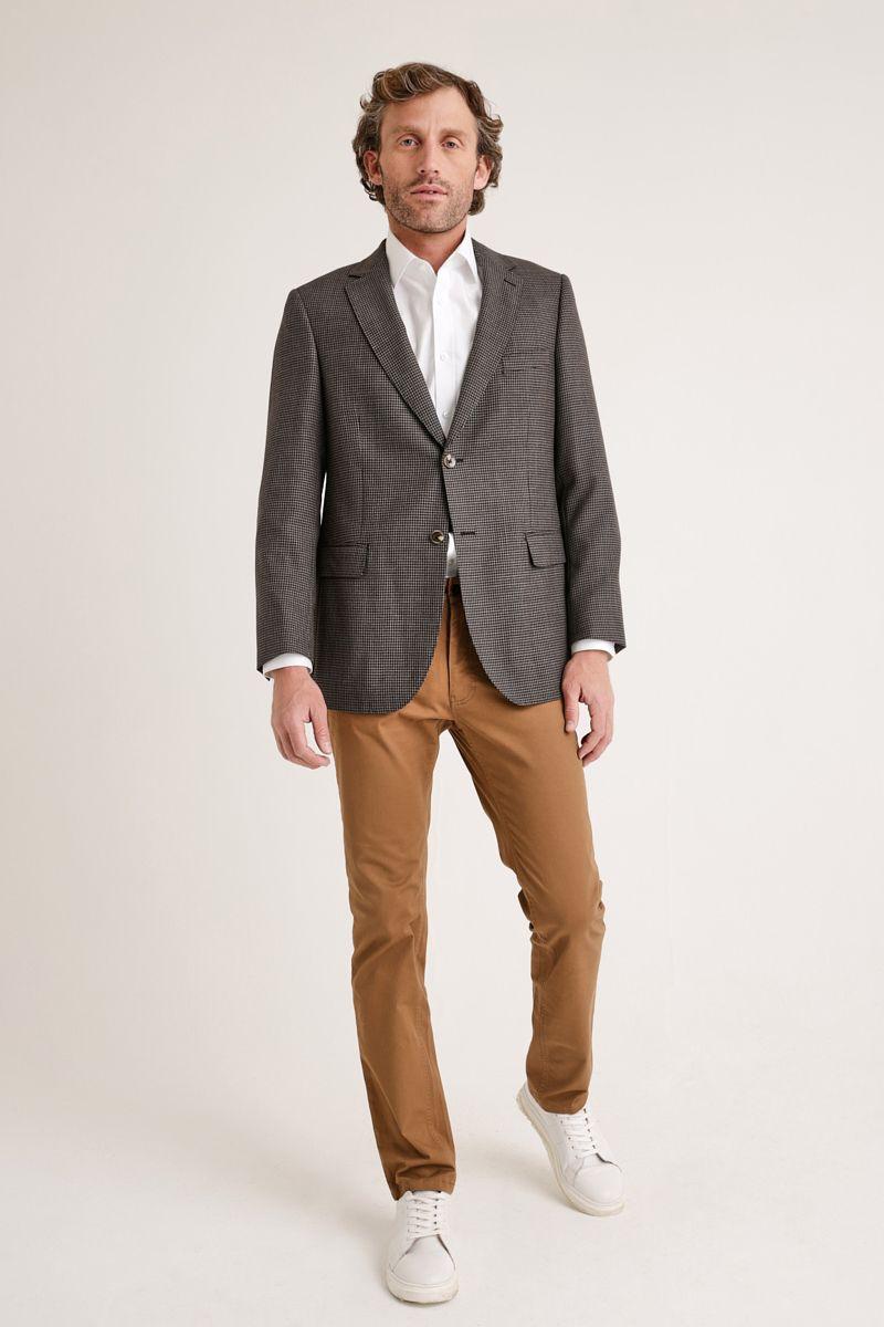 Chaqueta Formal Hombre microcuadros café-3