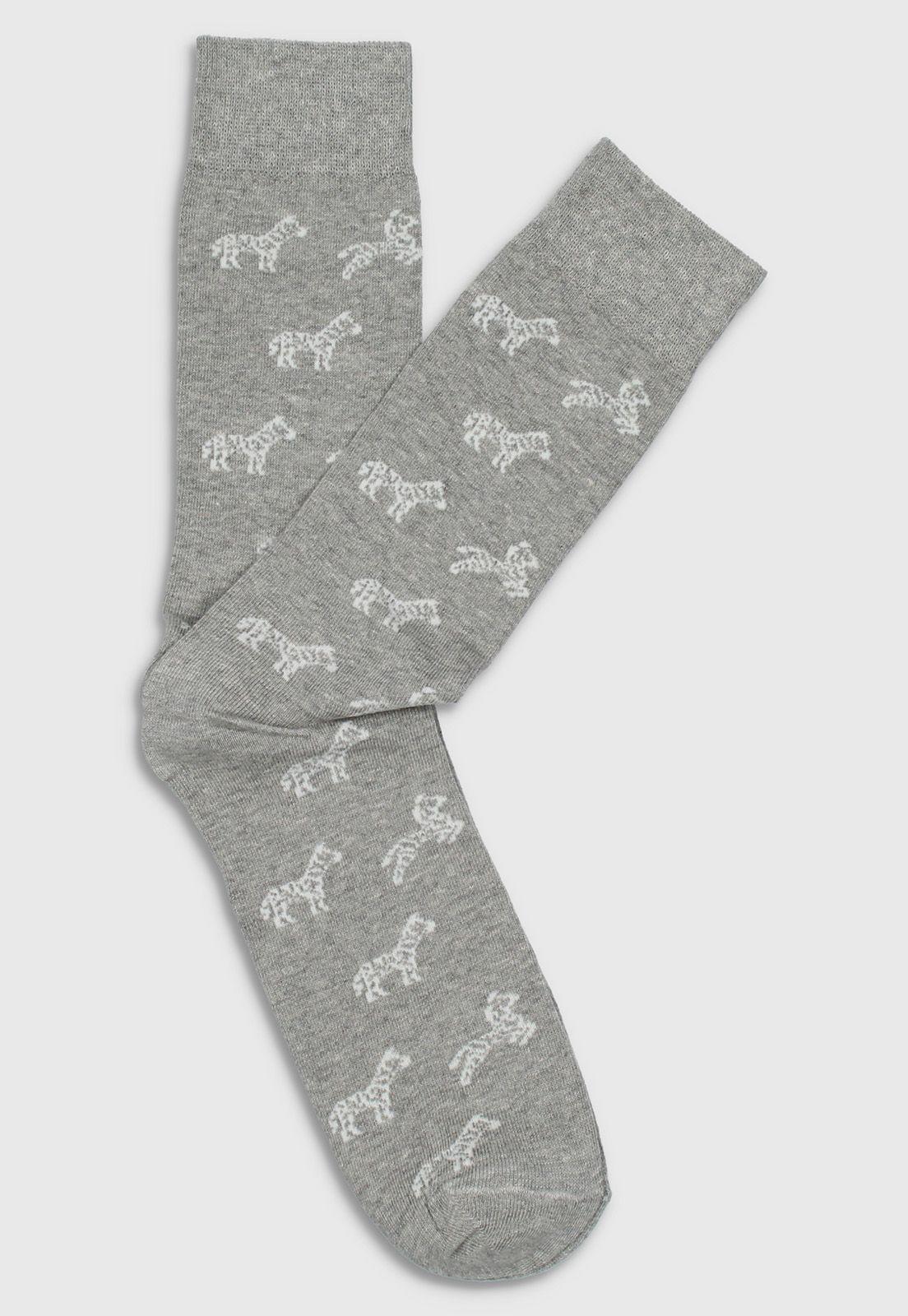 Calcetines Casuales Gris Melange-0