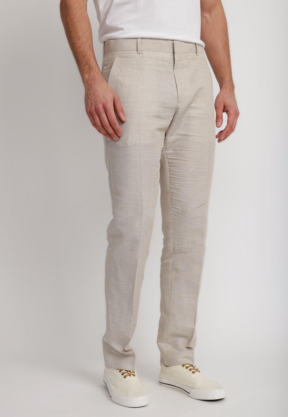 Pantalón Formal Hombre Lino Natural-0