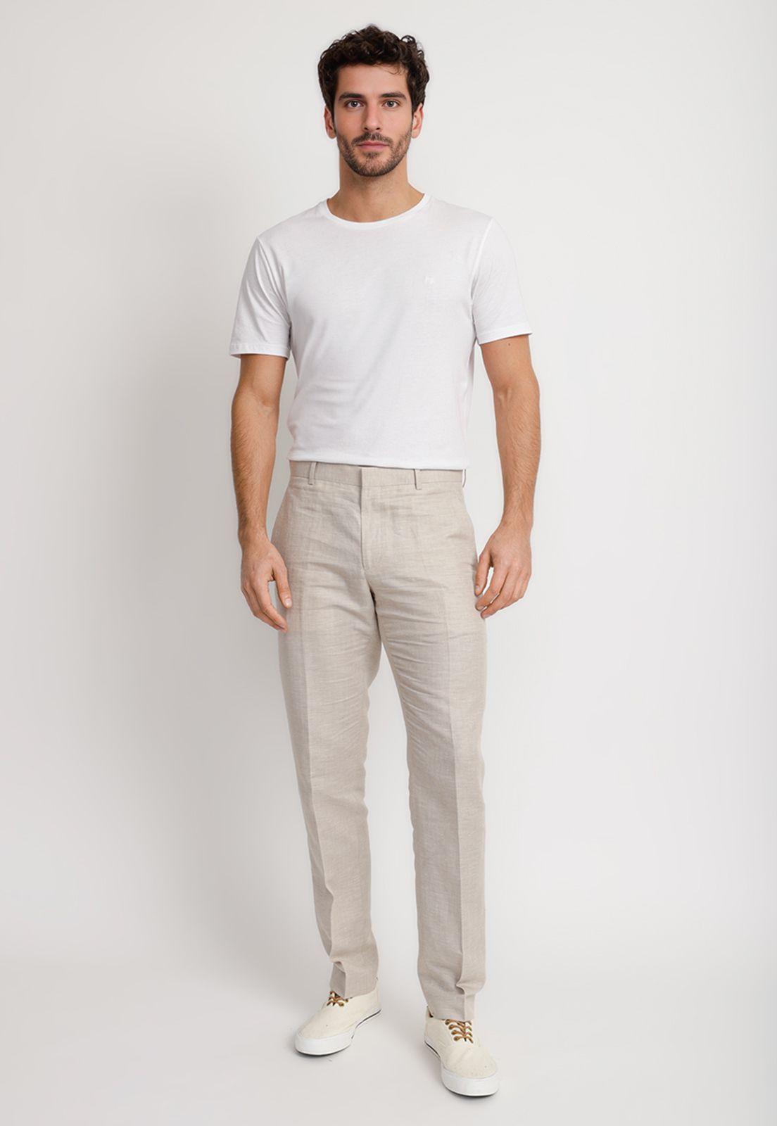 Pantalón Formal Hombre Lino Natural-3