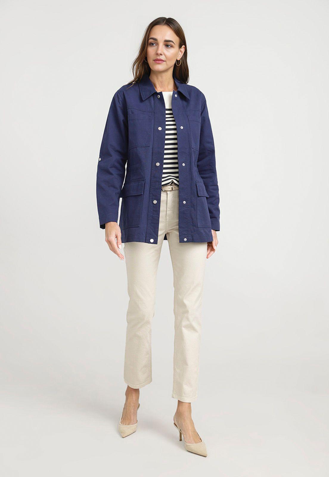 Chaqueta Mujer Hidra Algodón Azul-3