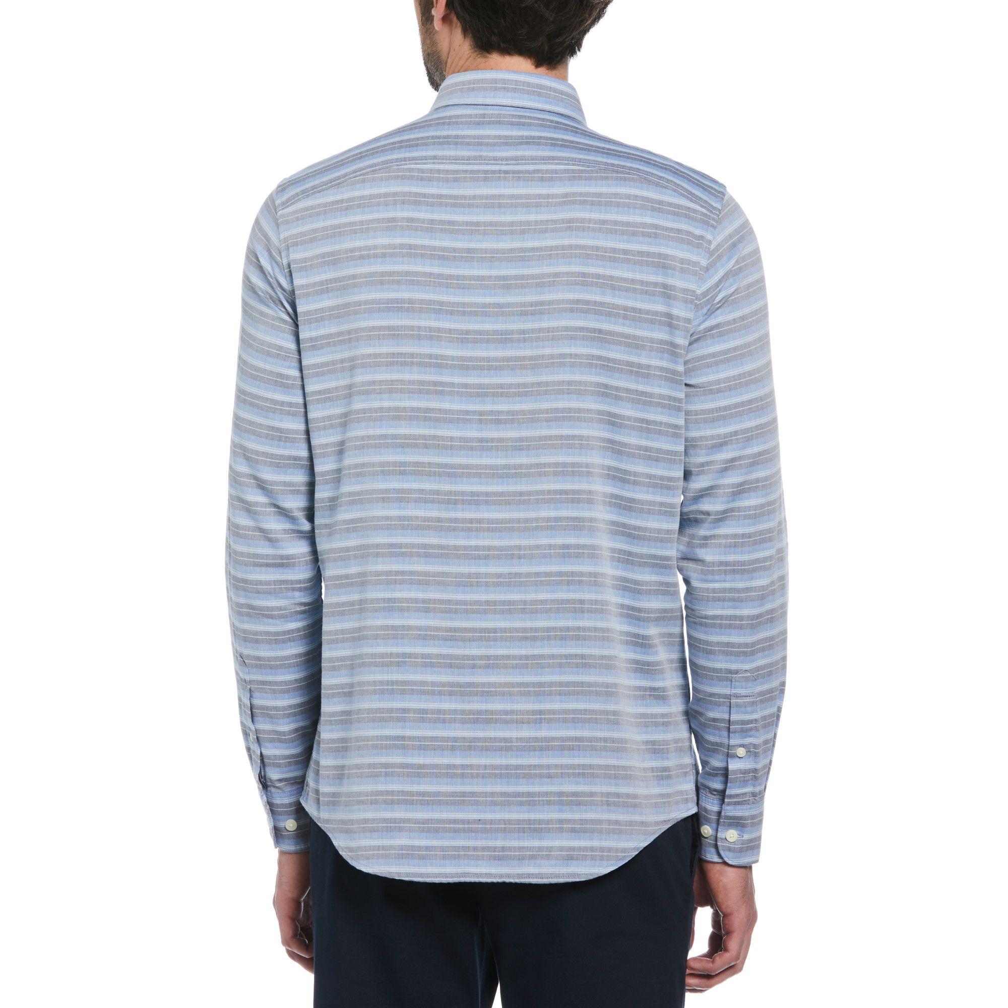 Camisa De Hombre Rayas Azul-1