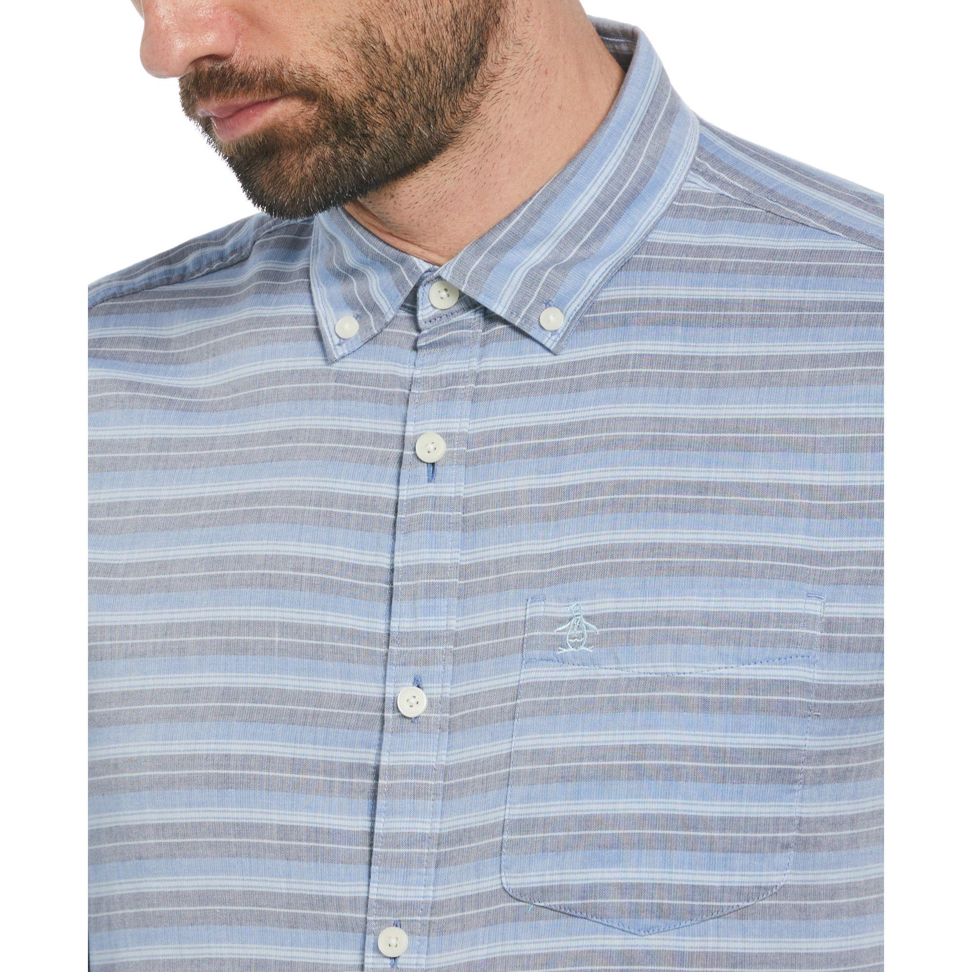 Camisa De Hombre Rayas Azul-2
