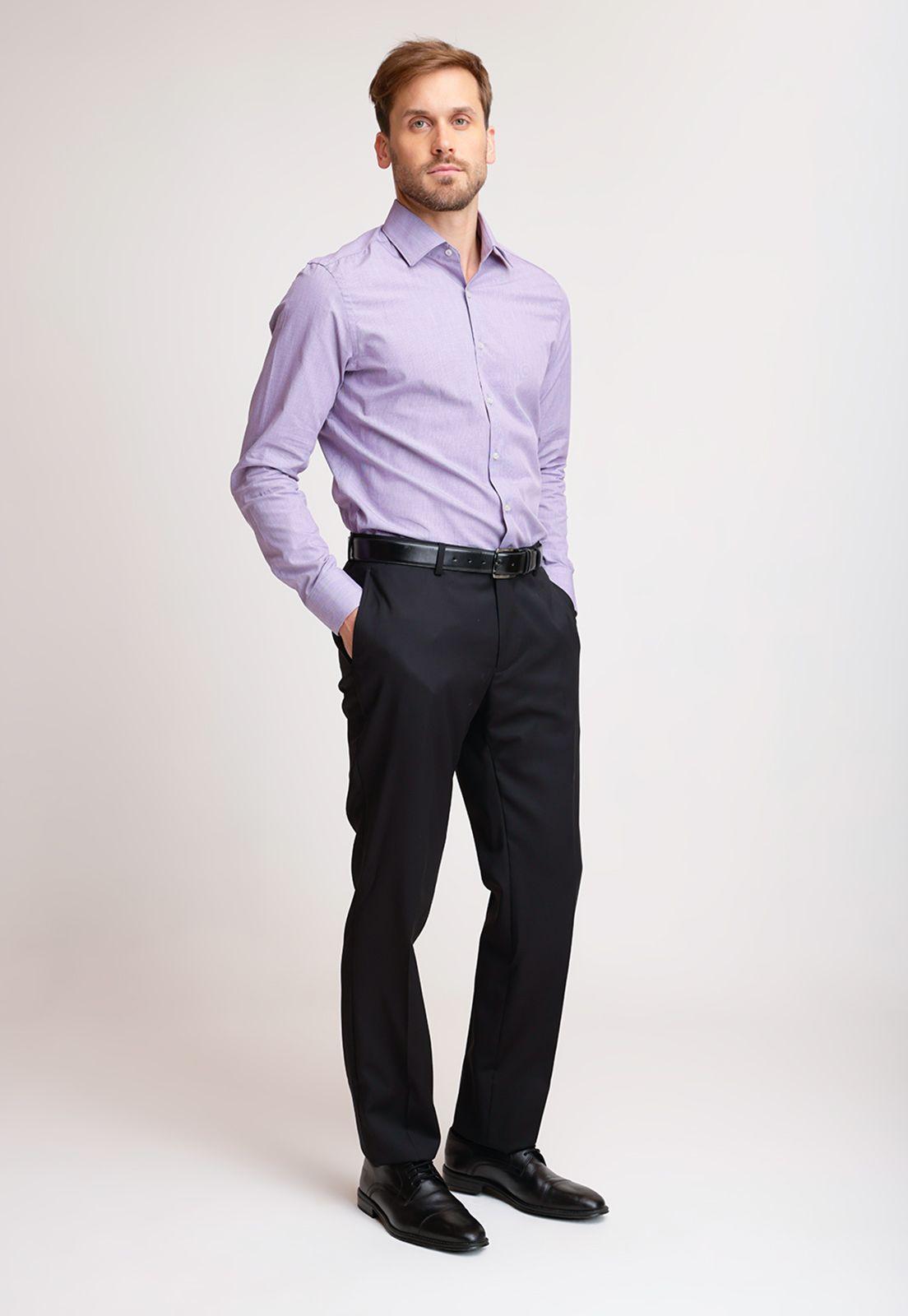 Pantalón Formal Hombre Lana S100'S Liso Regular Mix&Color Negro-3