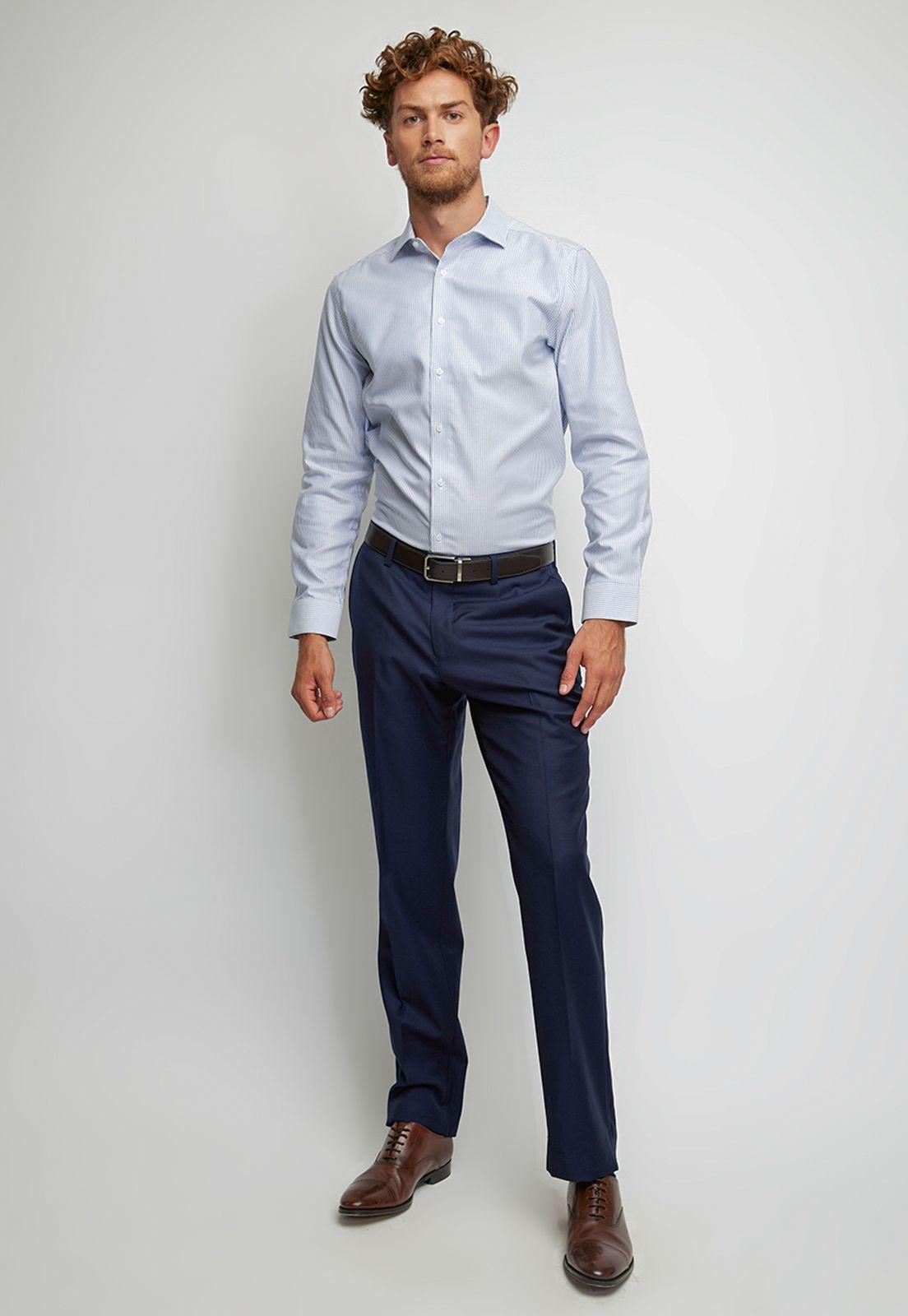 Camisa formal manga larga azul brillante  Easy care (cuidado fácil)-3