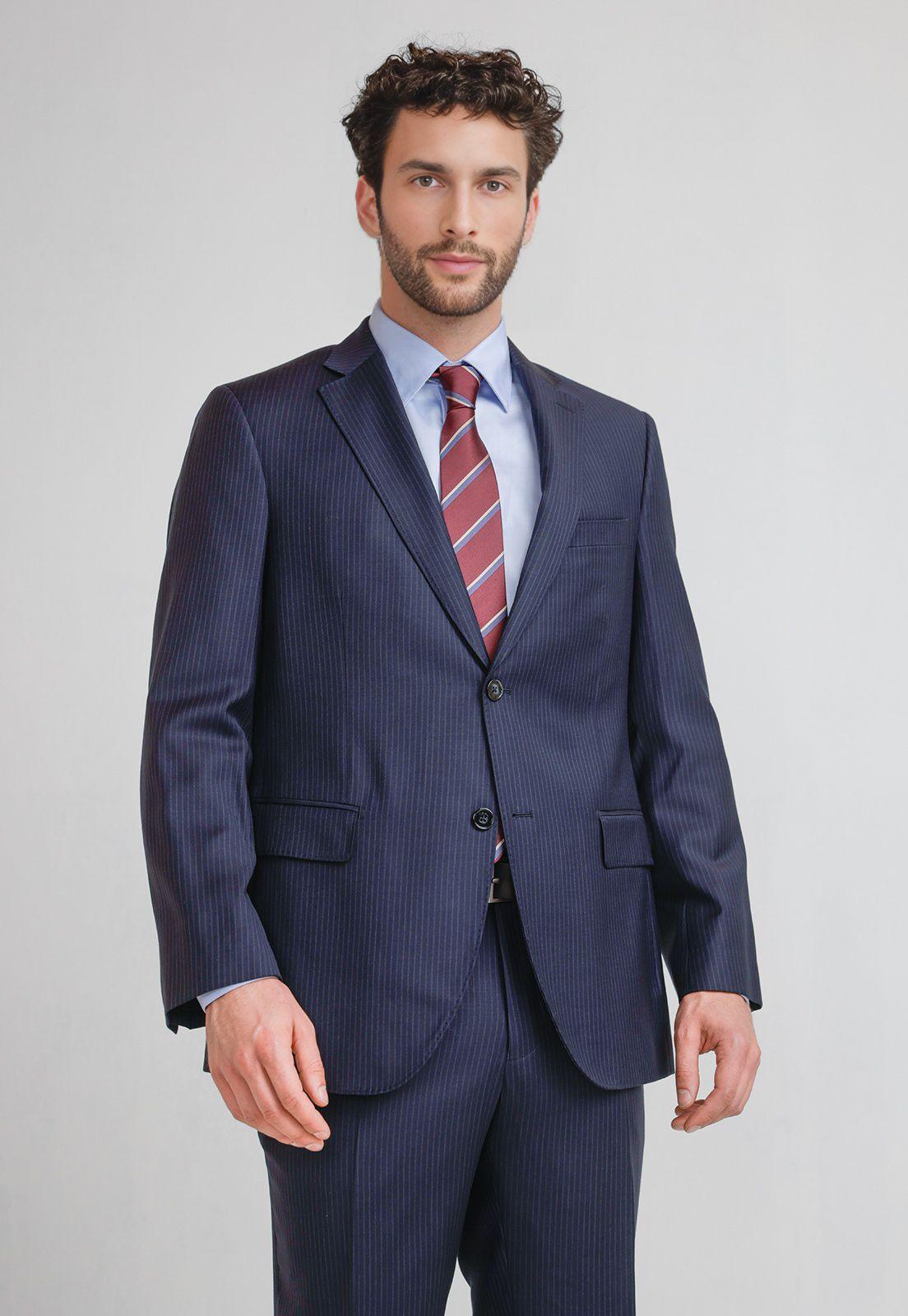 Traje Hombre Formal Lana S100'S Travel Azul Marino-3
