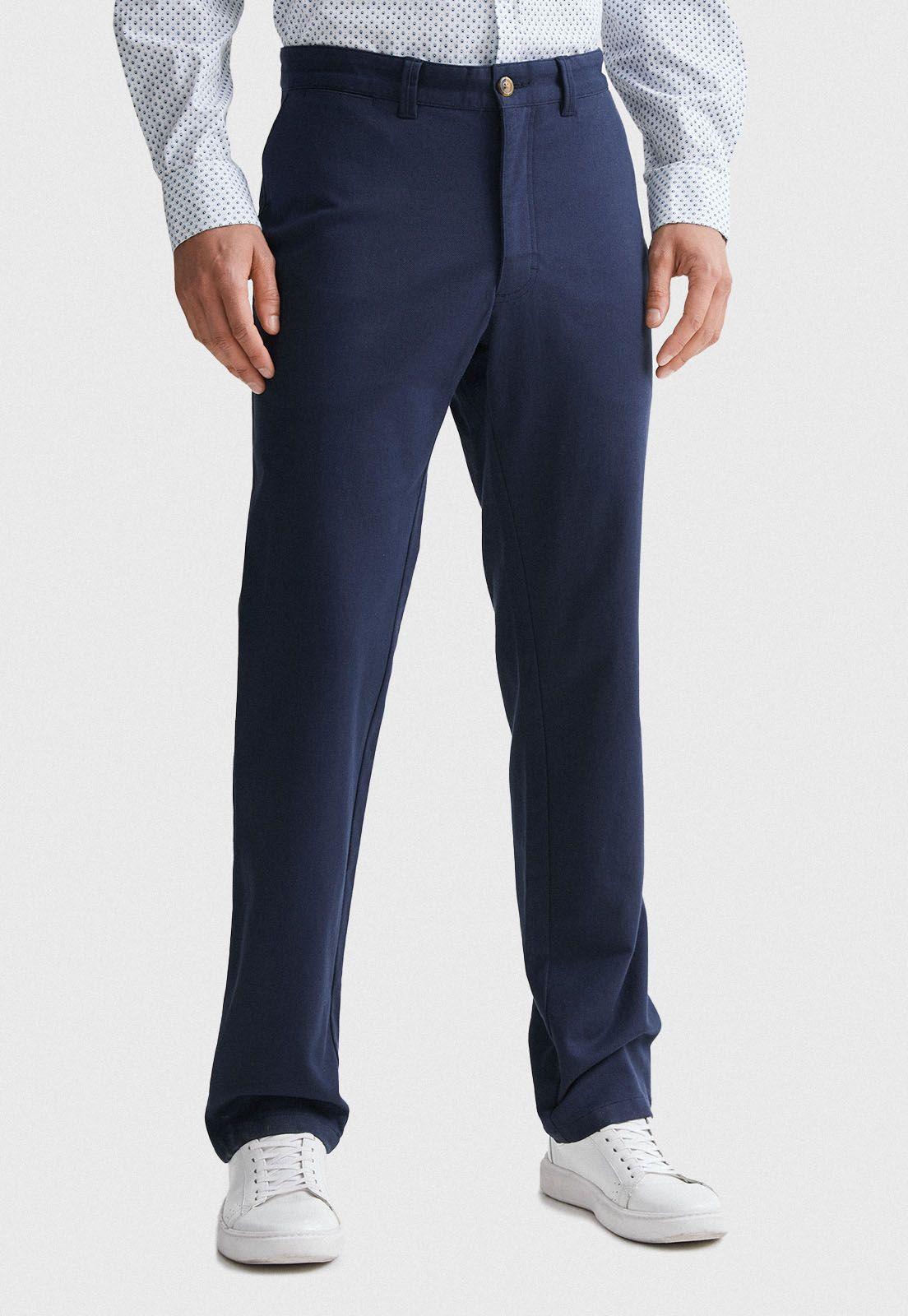 Pantalón Hombre Algodón Textura Slim Vulcan Azul Marino-0