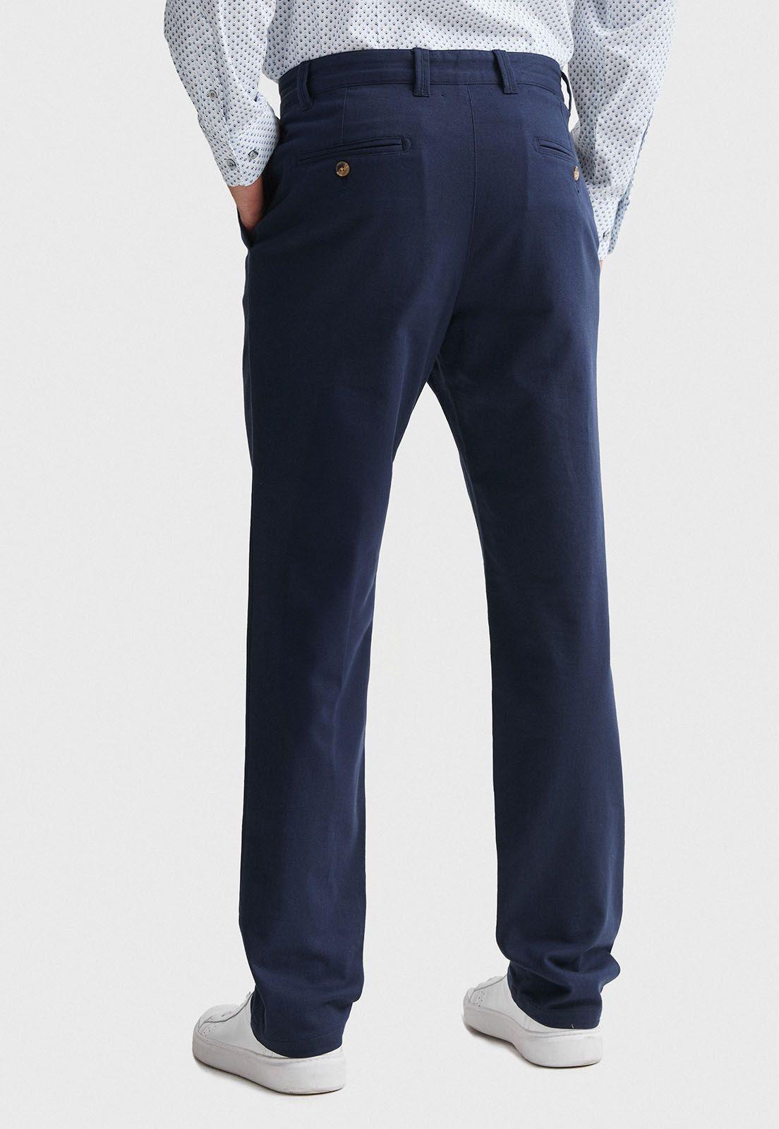 Pantalón Hombre Algodón Textura Slim Vulcan Azul Marino-1