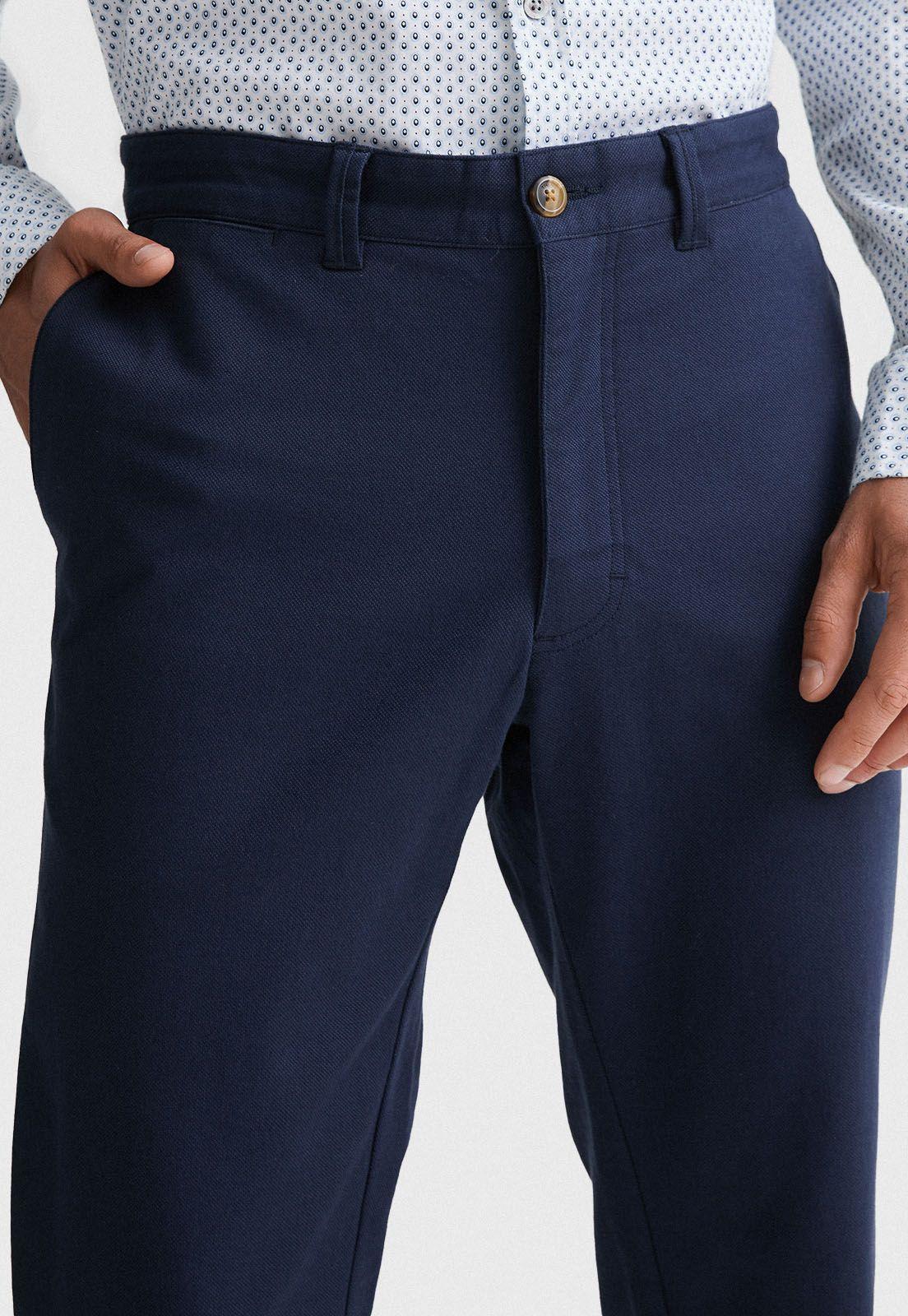 Pantalón Hombre Algodón Textura Slim Vulcan Azul Marino-2