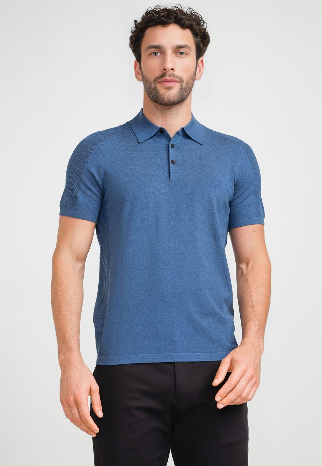 Polera Hombre Polo Knit Azul Piedra-0