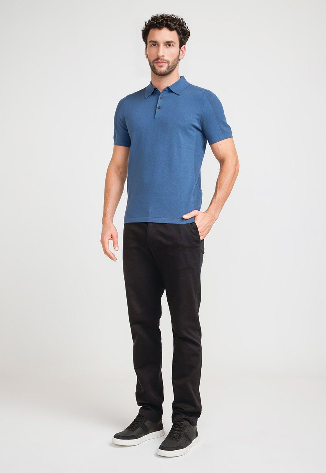 Polera Hombre Polo Knit Azul Piedra-3