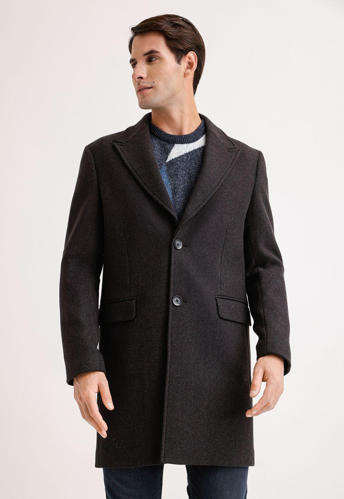 Abrigo Hombre Lana Twill Marengo-0