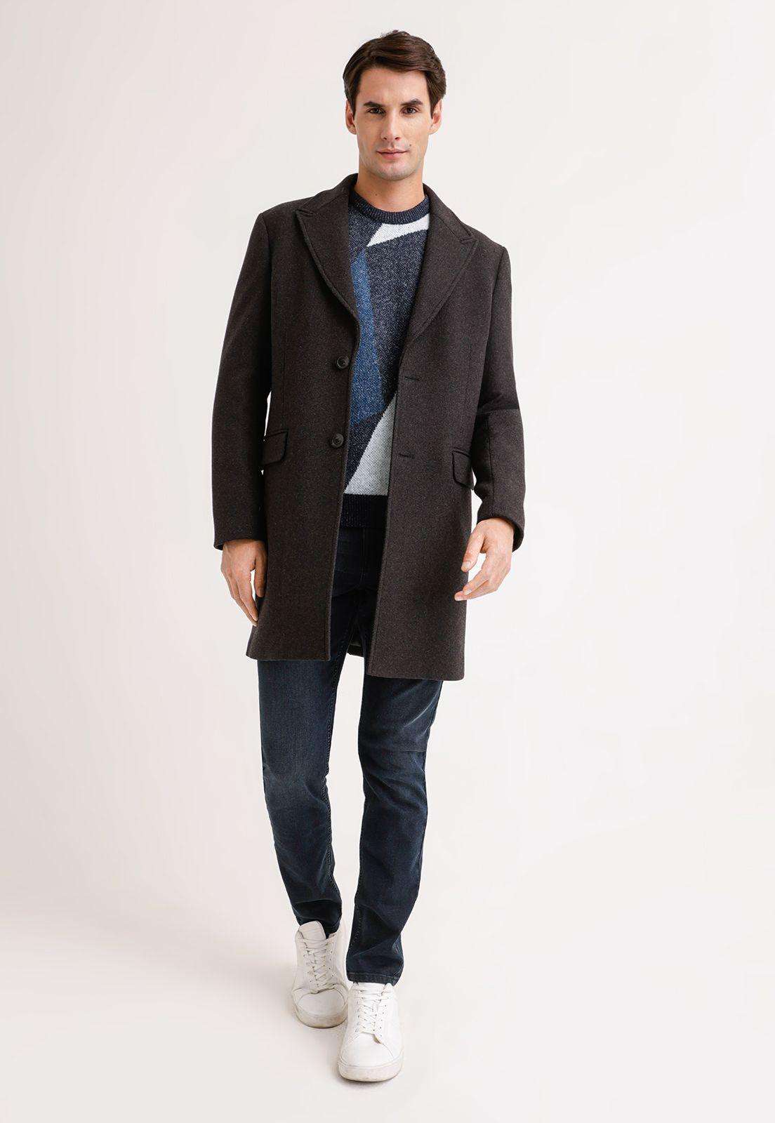 Abrigo Hombre Lana Twill Marengo-3