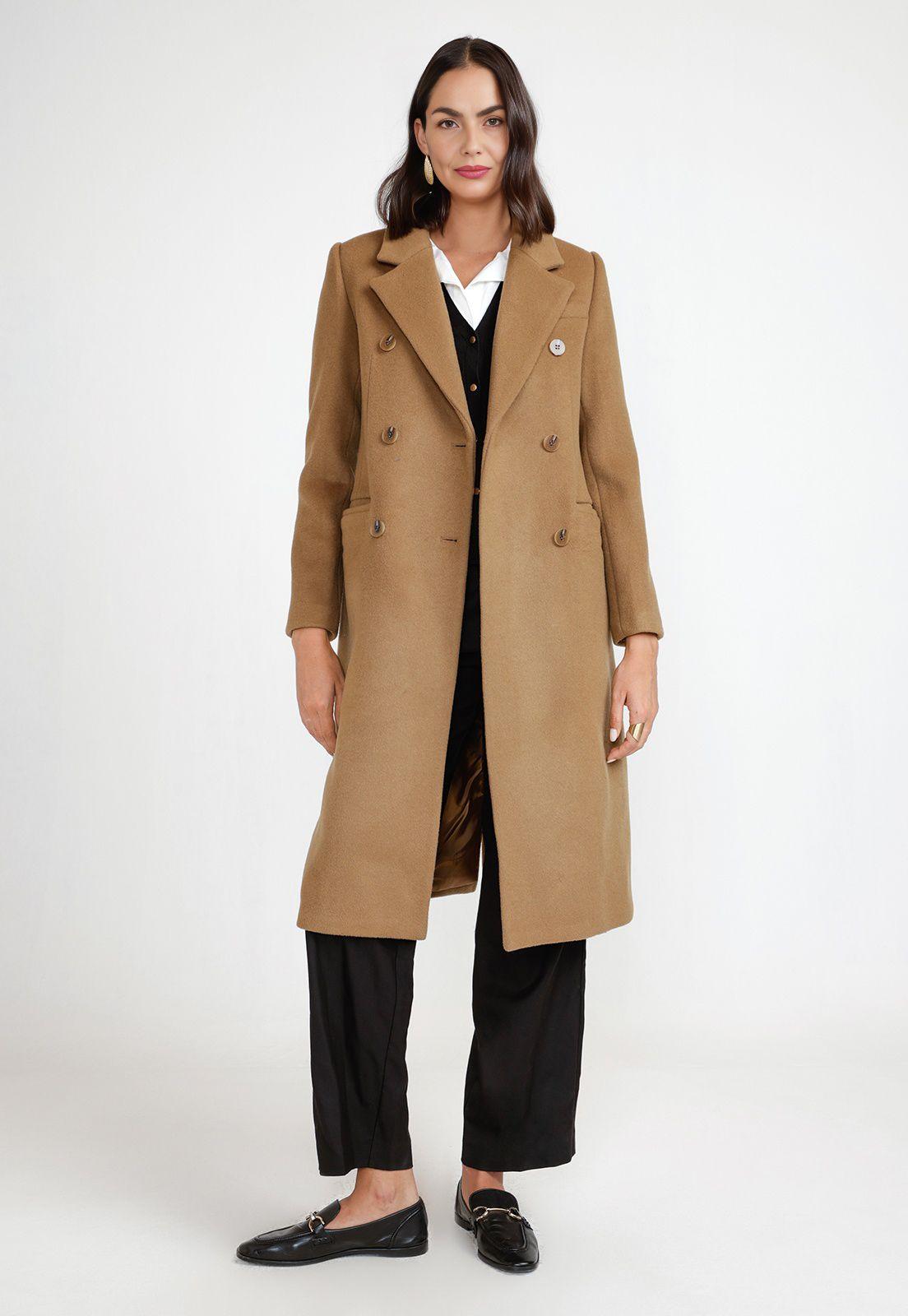 Abrigo Mujer Lana Camel-3