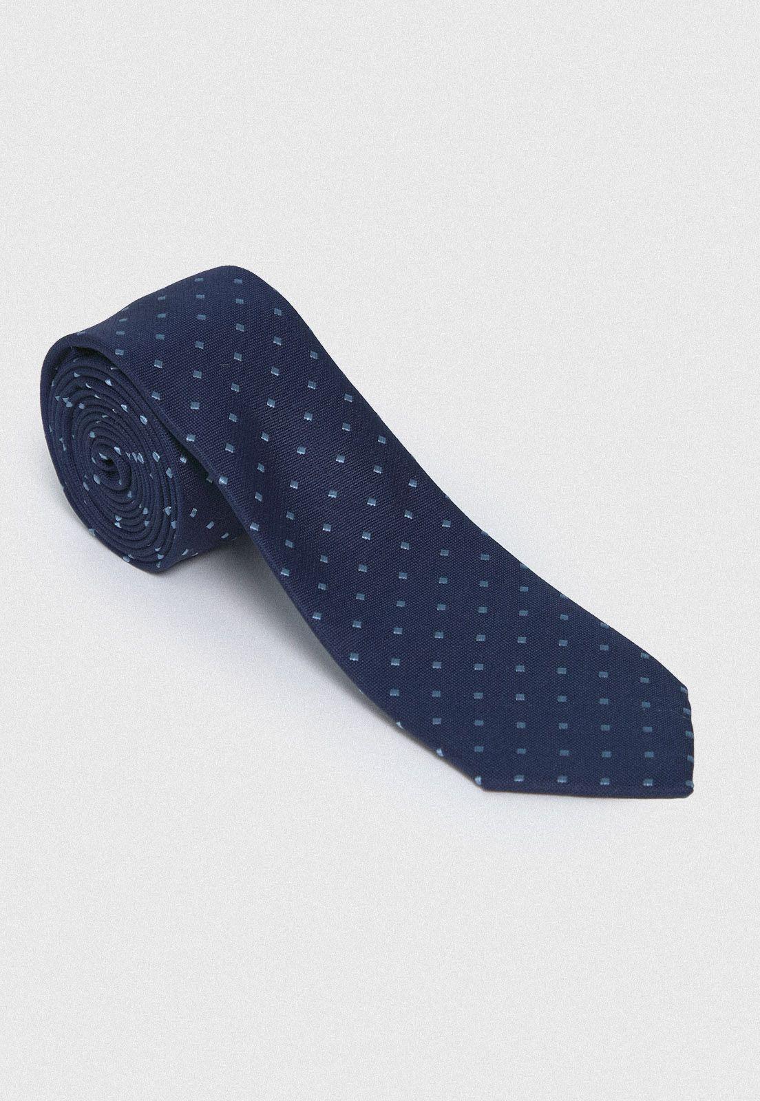 Corbata Formal Hombre Mezcla Seda Algodón Liso Executive Azul Marino-0