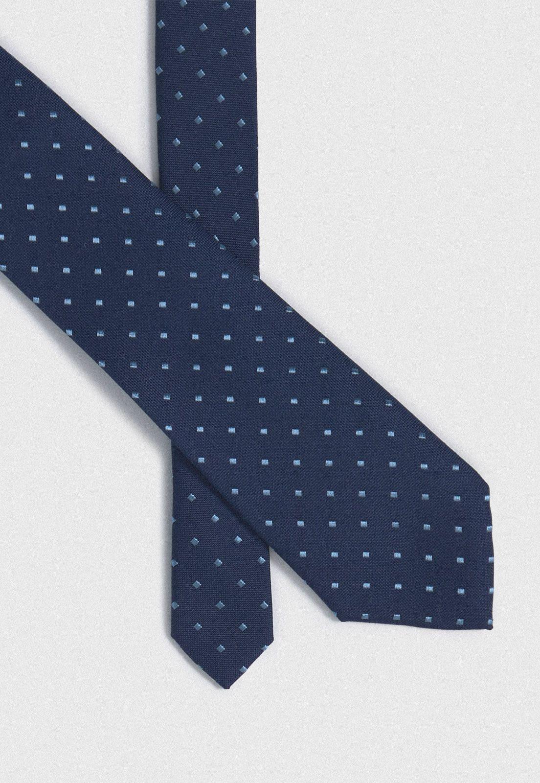 Corbata Formal Hombre Mezcla Seda Algodón Liso Executive Azul Marino-1