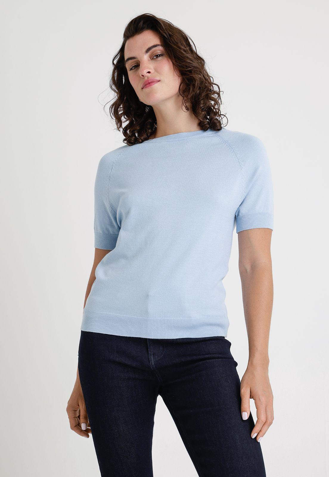 Polera De Mujer Modelo Nidos Color Celeste-0