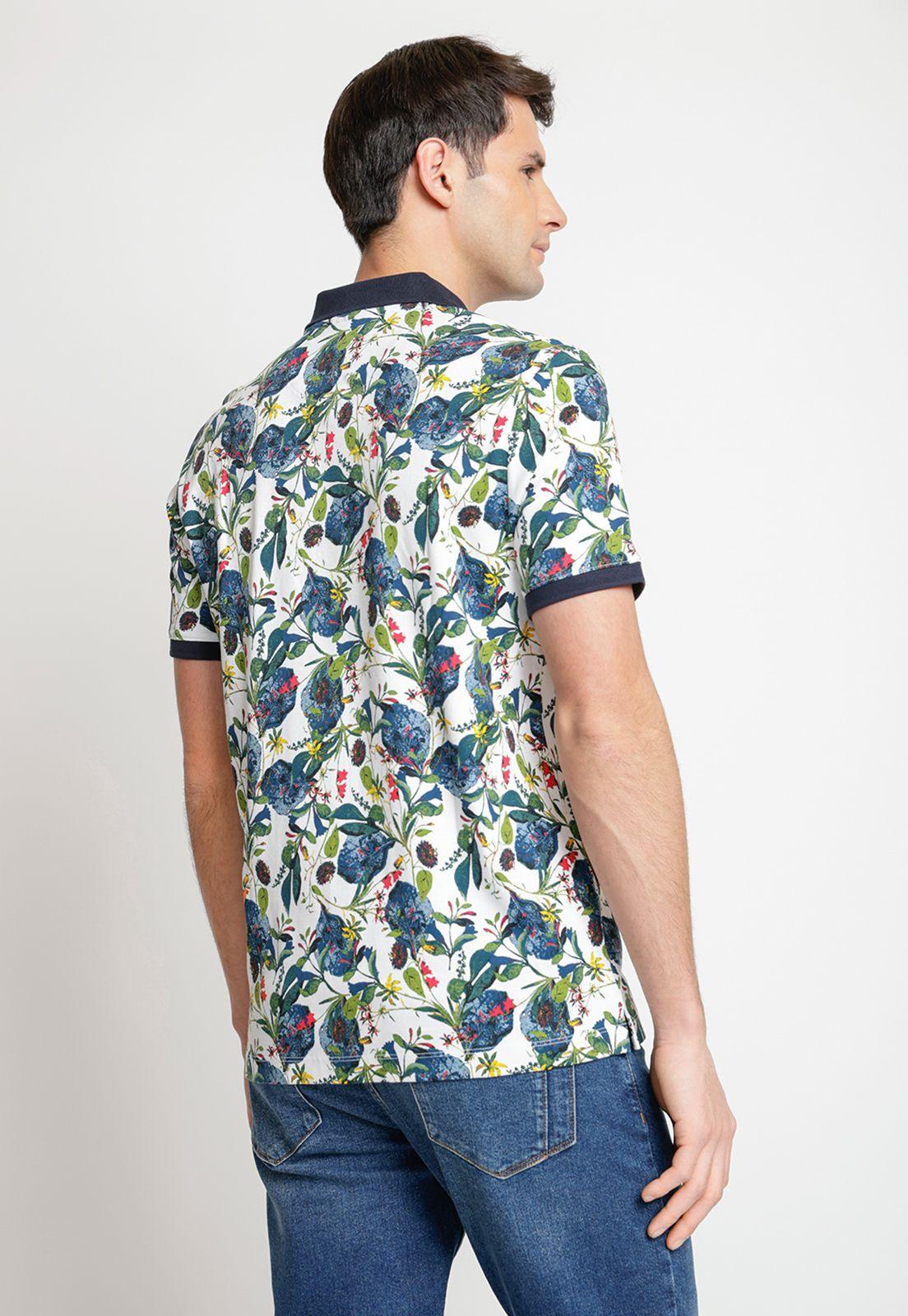 Polera Hombre Polo Estampada Blanco-1