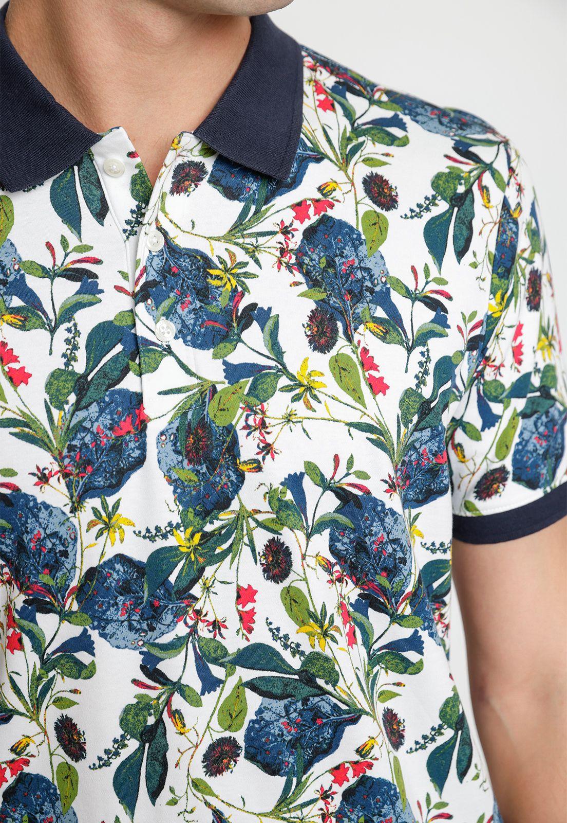 Polera Hombre Polo Estampada Blanco-2