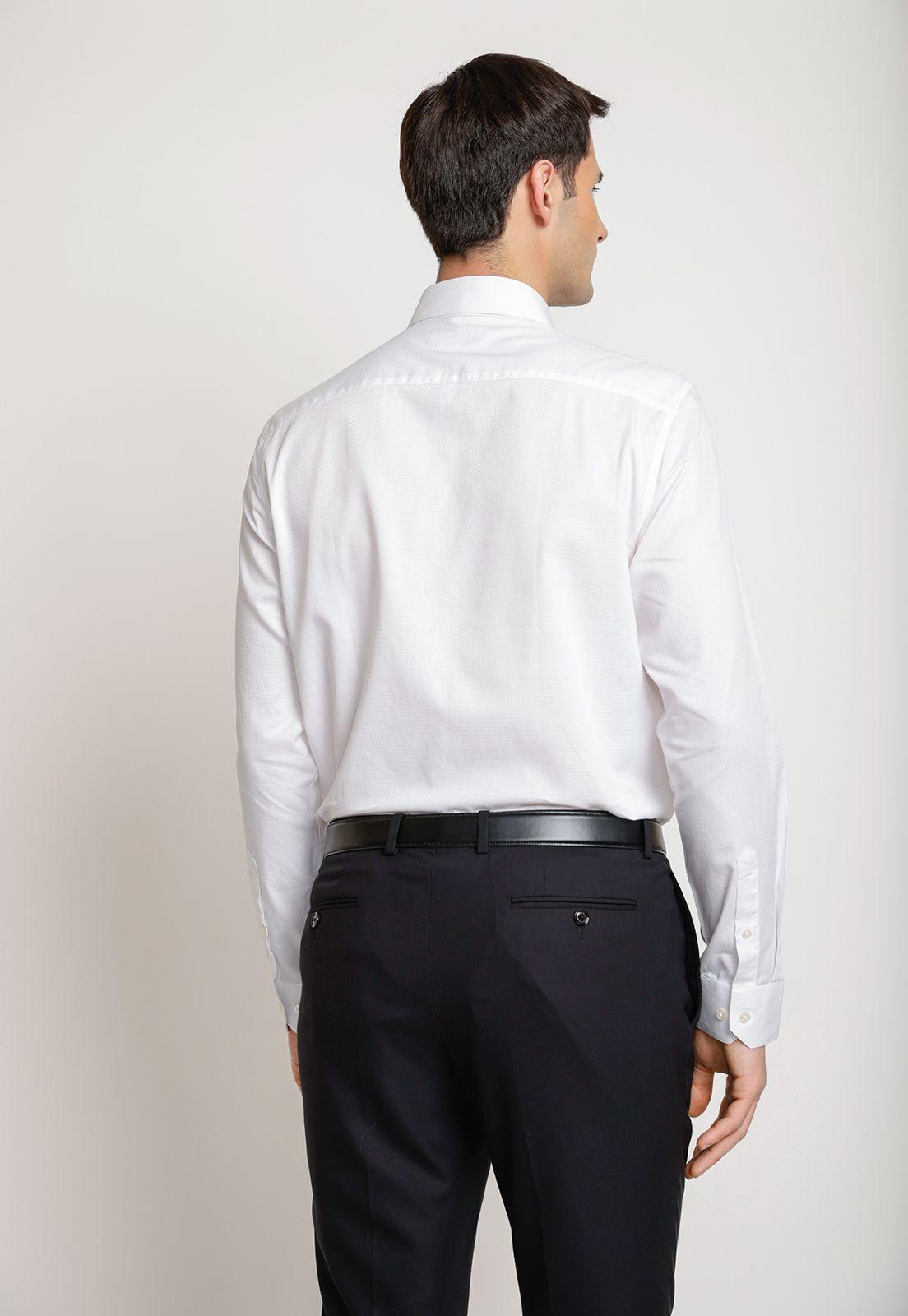Camisa Hombre Formal Algodón Dobby Blanco-1