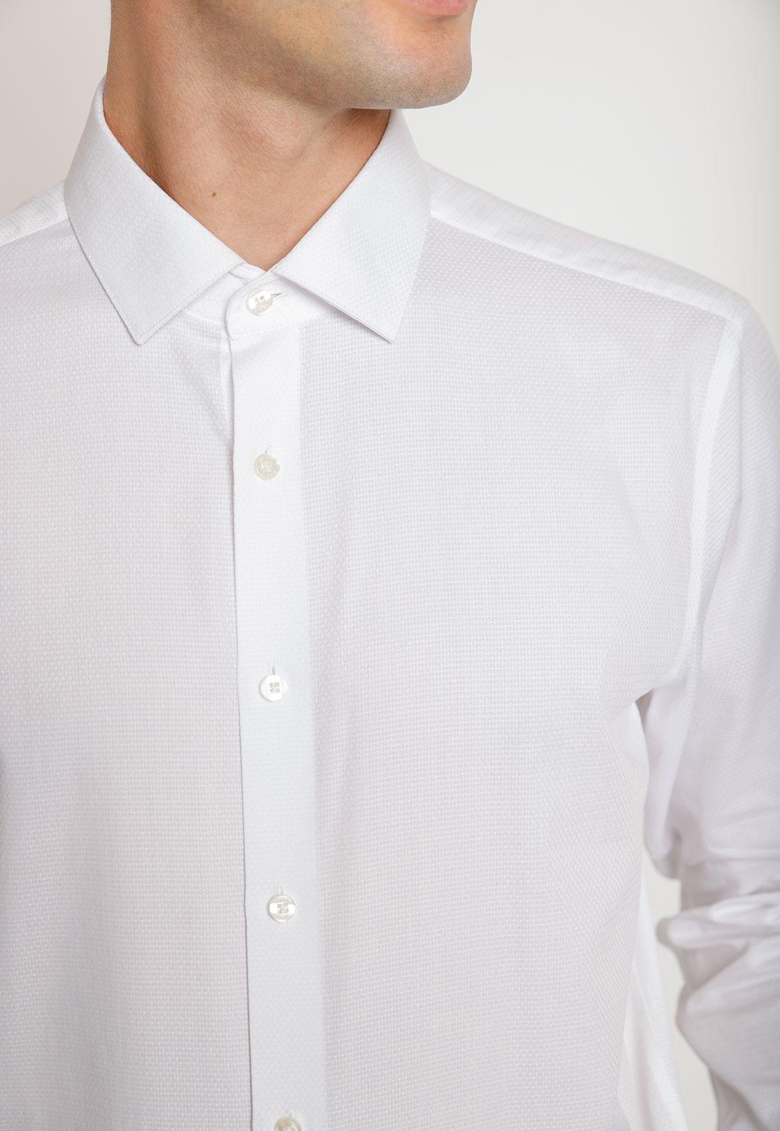Camisa Hombre Formal Algodón Dobby Blanco-2