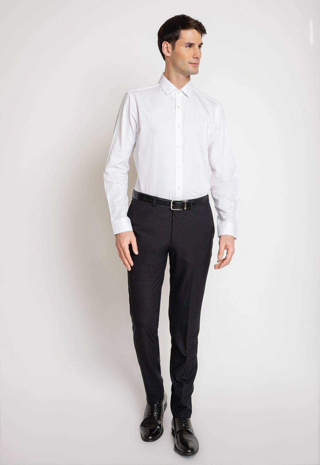 Camisa Hombre Formal Algodón Dobby Blanco-3