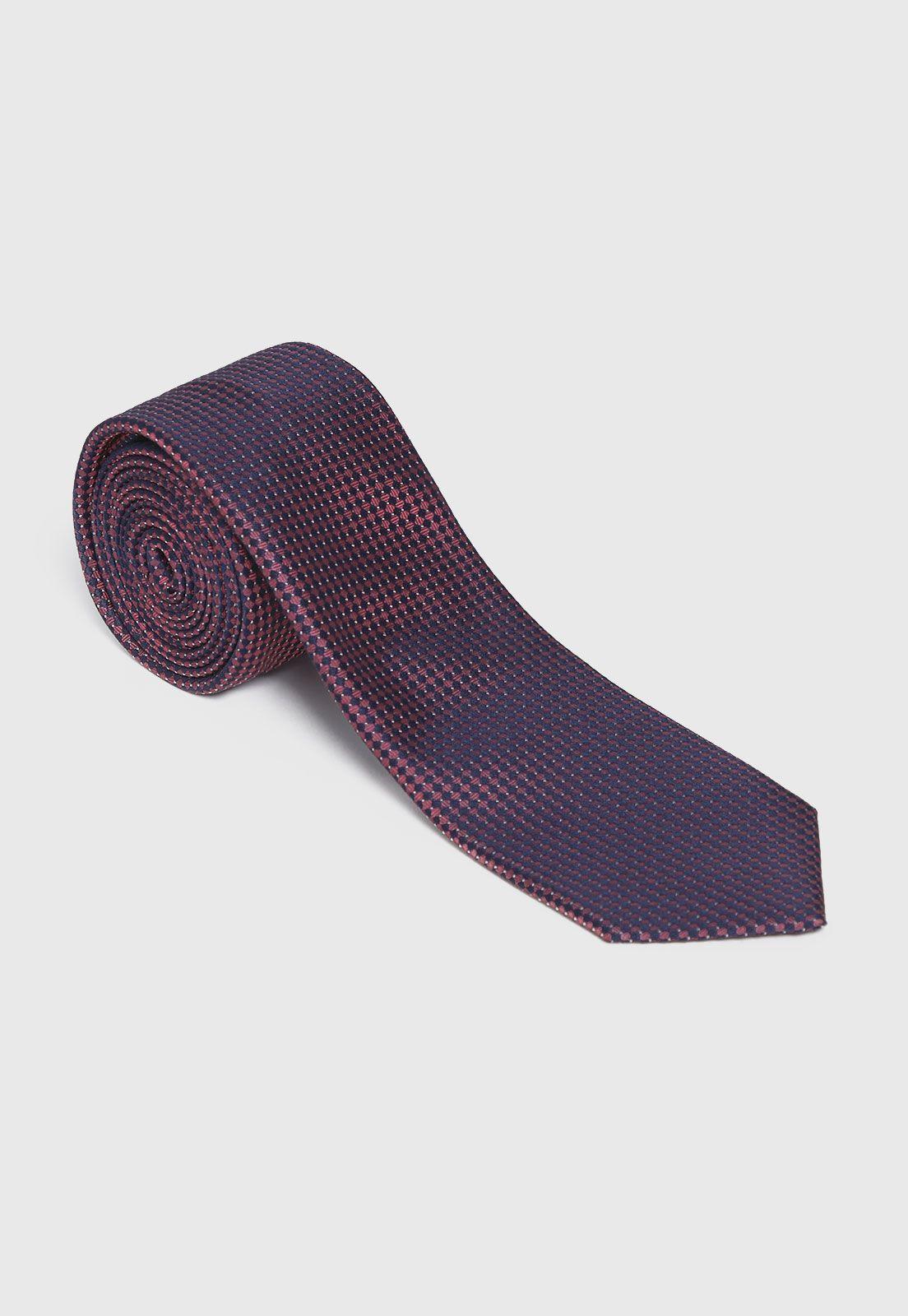 Corbata Formal Hombre Mezcla Seda Algodón Cuadros Executive Rojo-0