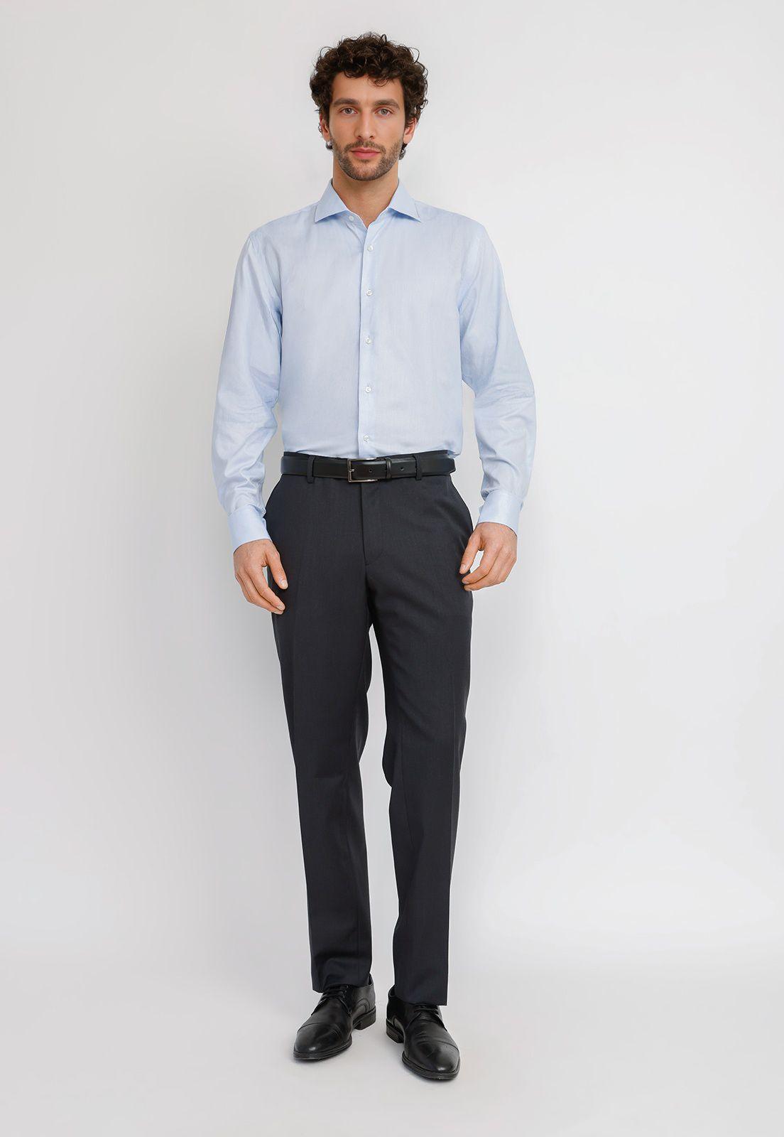 Camisa Hombre Formal Algodón Vercelli Celeste-3