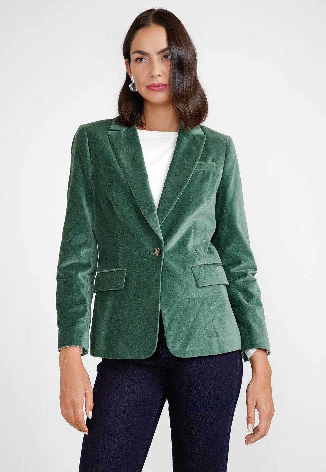 Blazer Mujer Algodón Verde-0