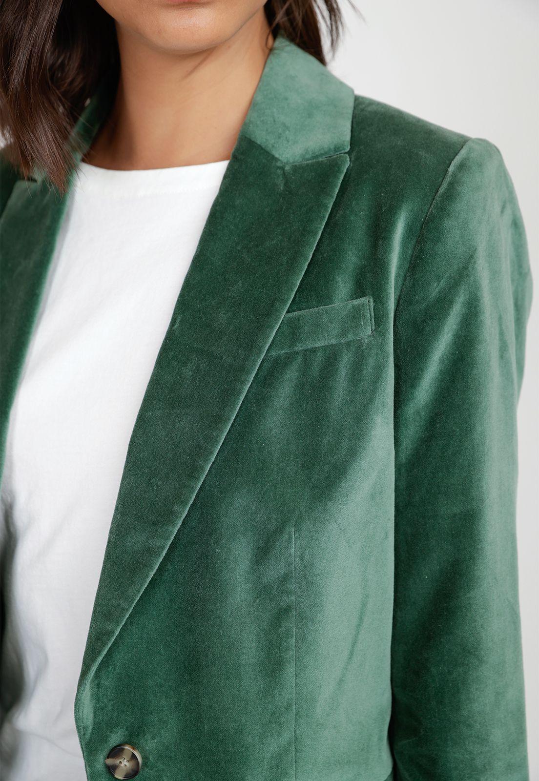 Blazer Mujer Algodón Verde-2
